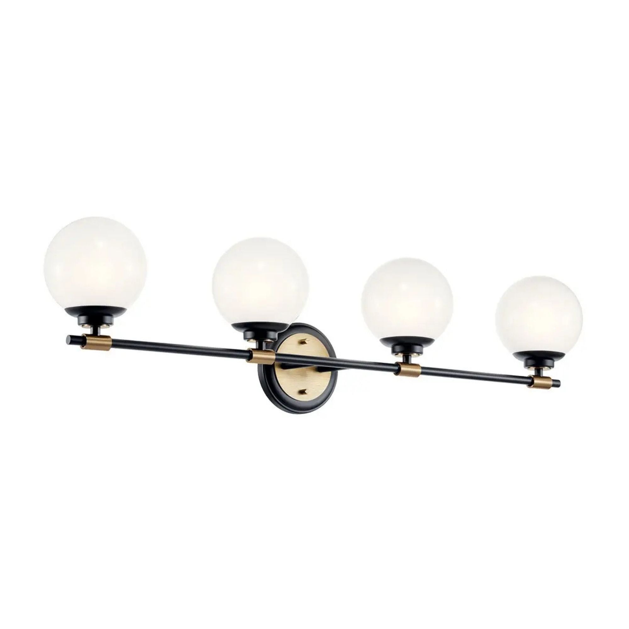 Benno 34" 4-Light Vanity Light, Black & Champagne Finish