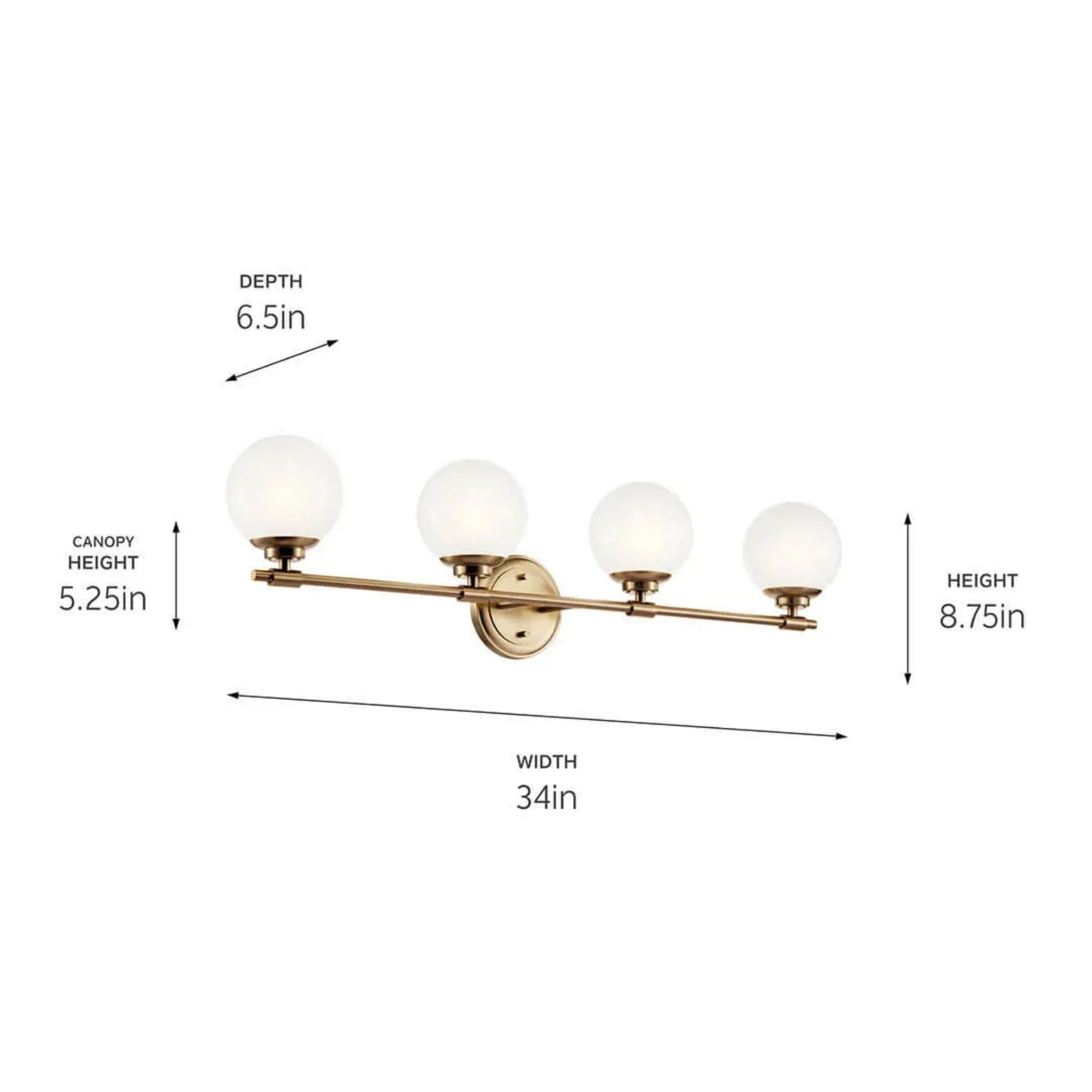 Kichler Lighting - Benno 34" 4-Light Vanity Light, Champagne Bronze Finish | Bees Lighting