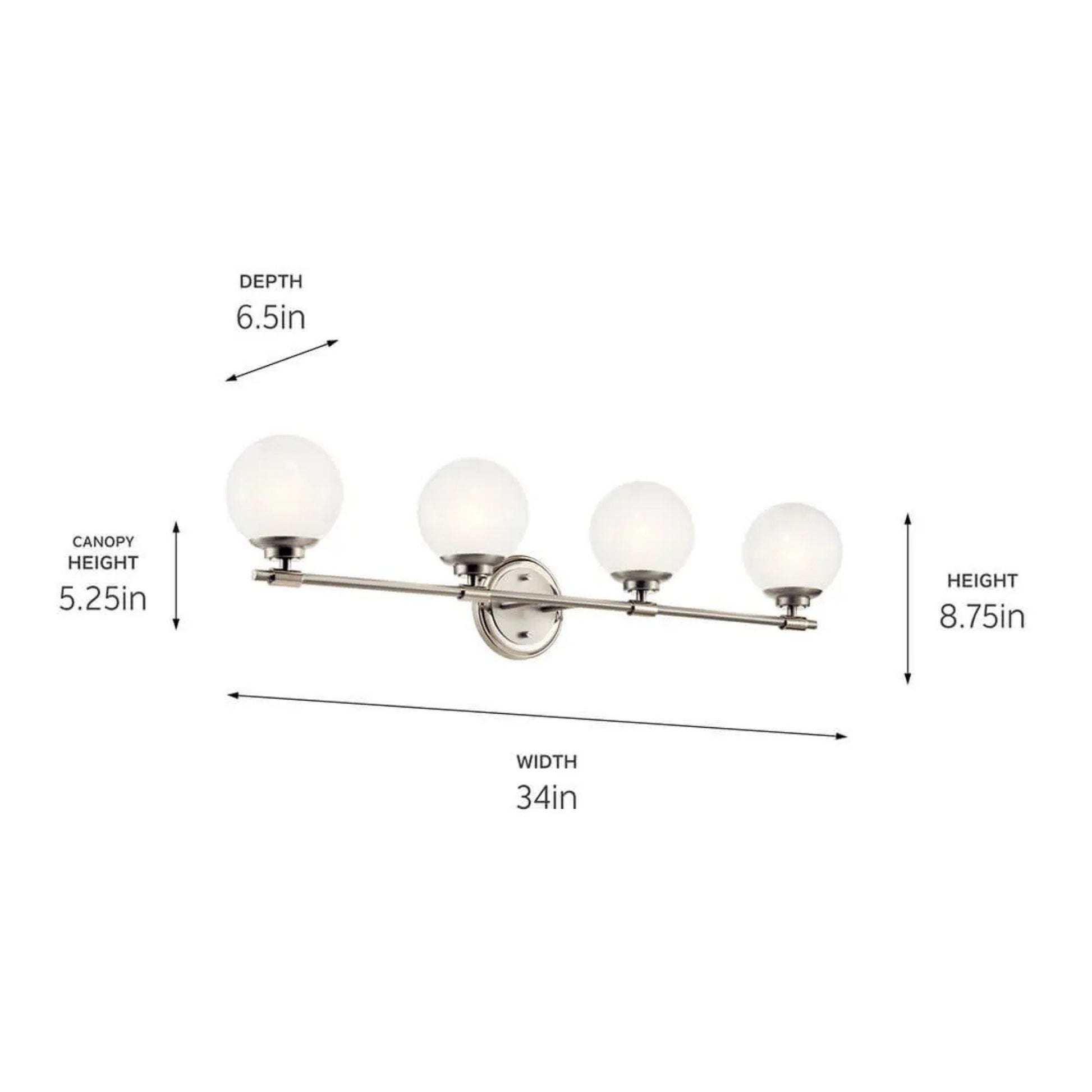 Kichler Lighting - Benno 34" 4-Light Vanity Light, Polished Nickel Finish | Bees Lighting