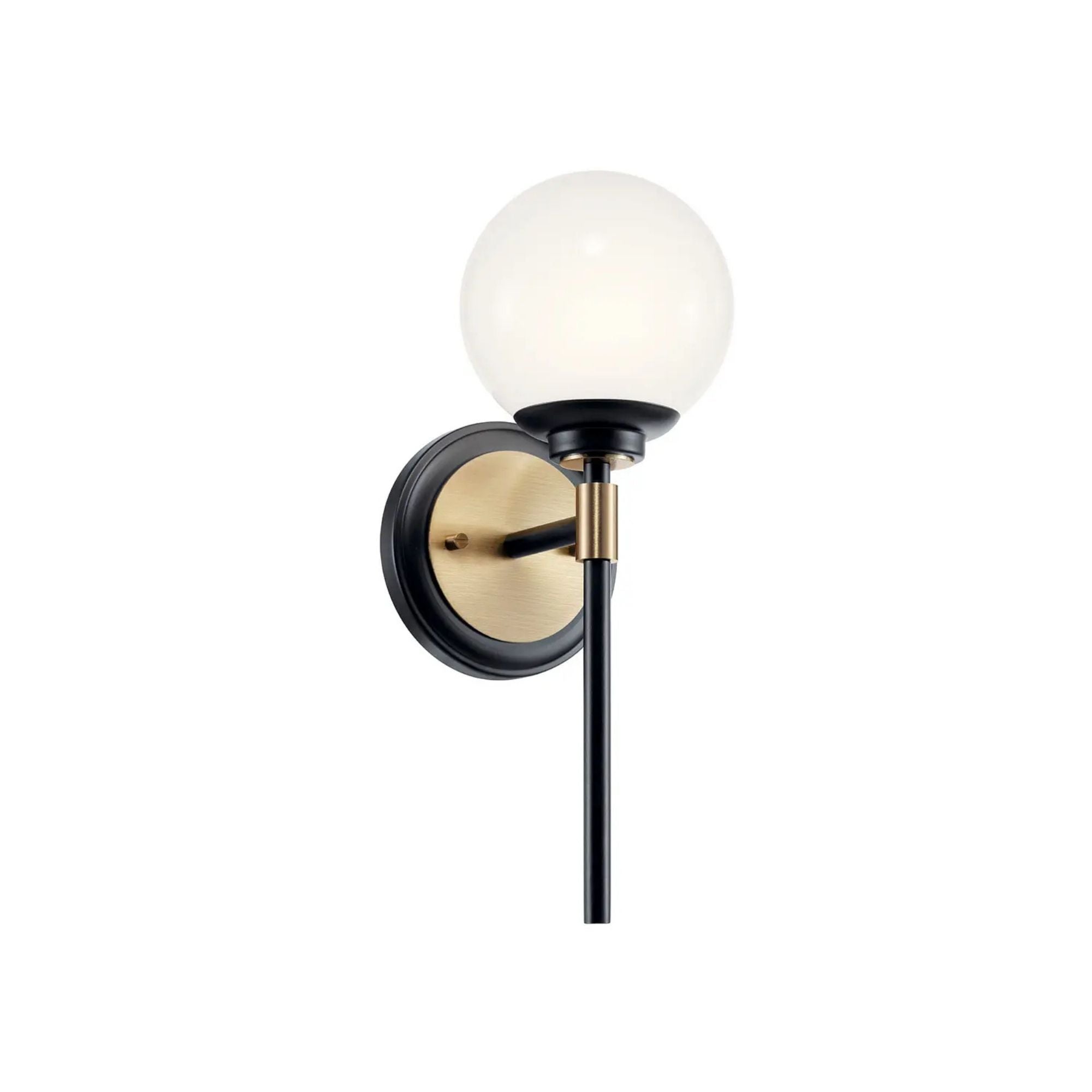 Benno 14" Wall Sconce, Black & Bronze Finish, Opal Glass