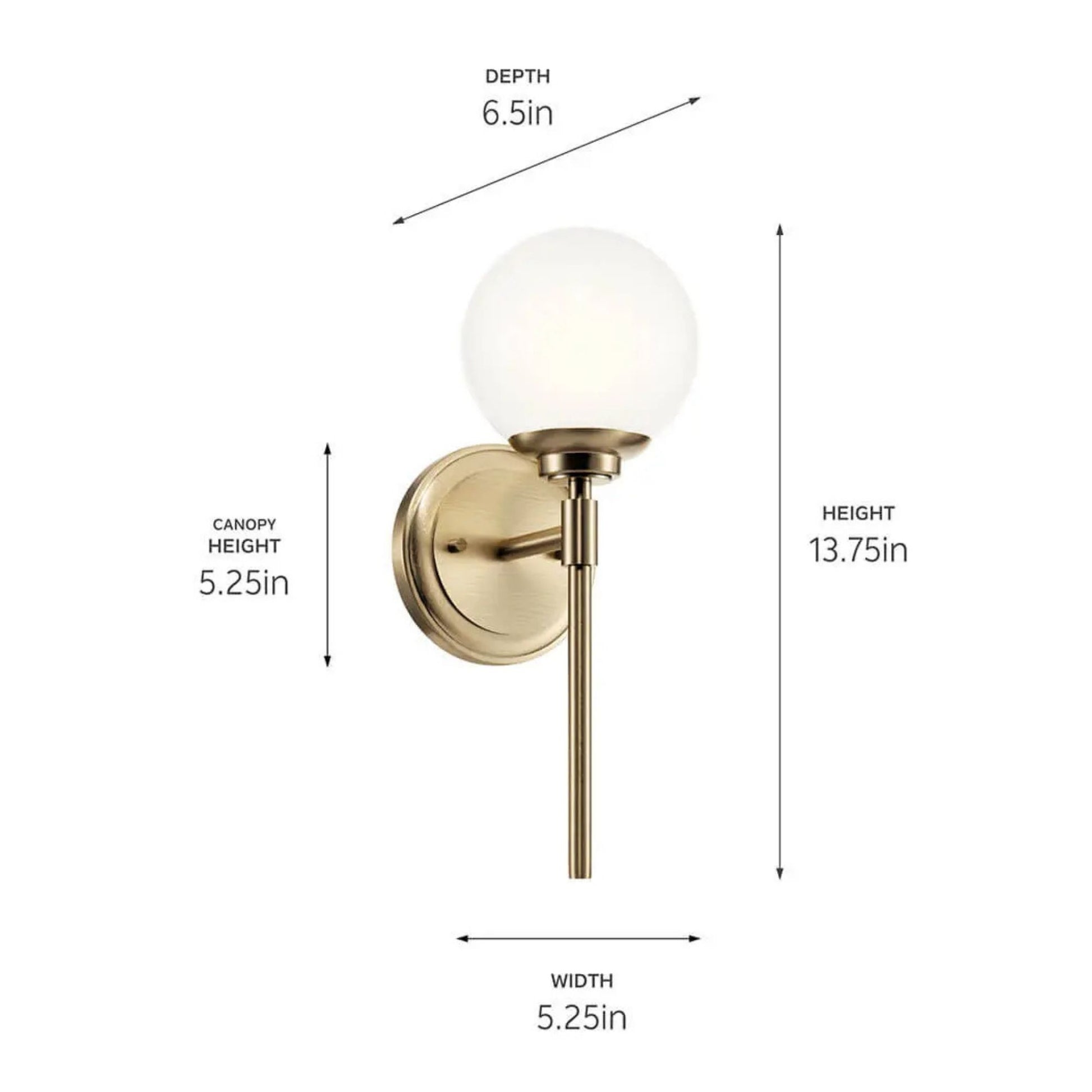 Kichler Lighting - Benno 14" Wall Sconce, Champagne Bronze Finish, Opal Glass | Bees Lighting
