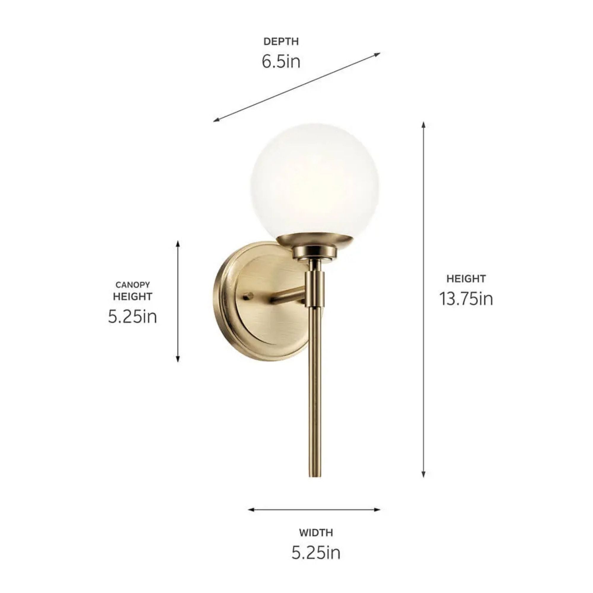 Kichler Lighting - Benno 14" Wall Sconce, Champagne Bronze Finish, Opal Glass | Bees Lighting