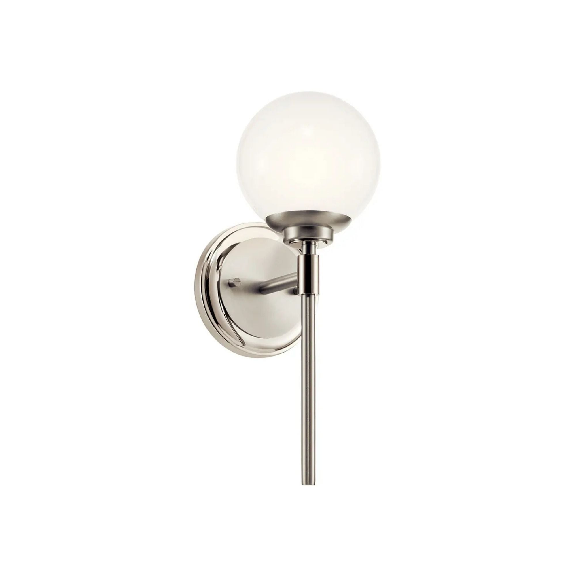 Benno 14" Wall Sconce, Polished Nickel Finish, Opal Glass