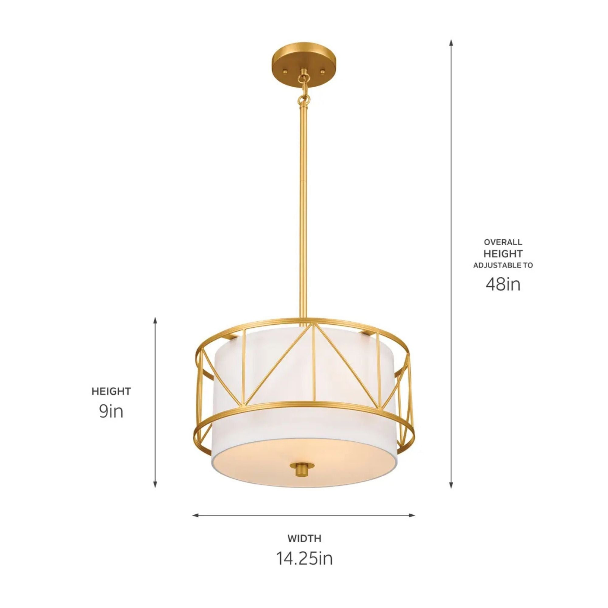 Birkleigh 14" 3-Light Pendant, Classic Gold Finish