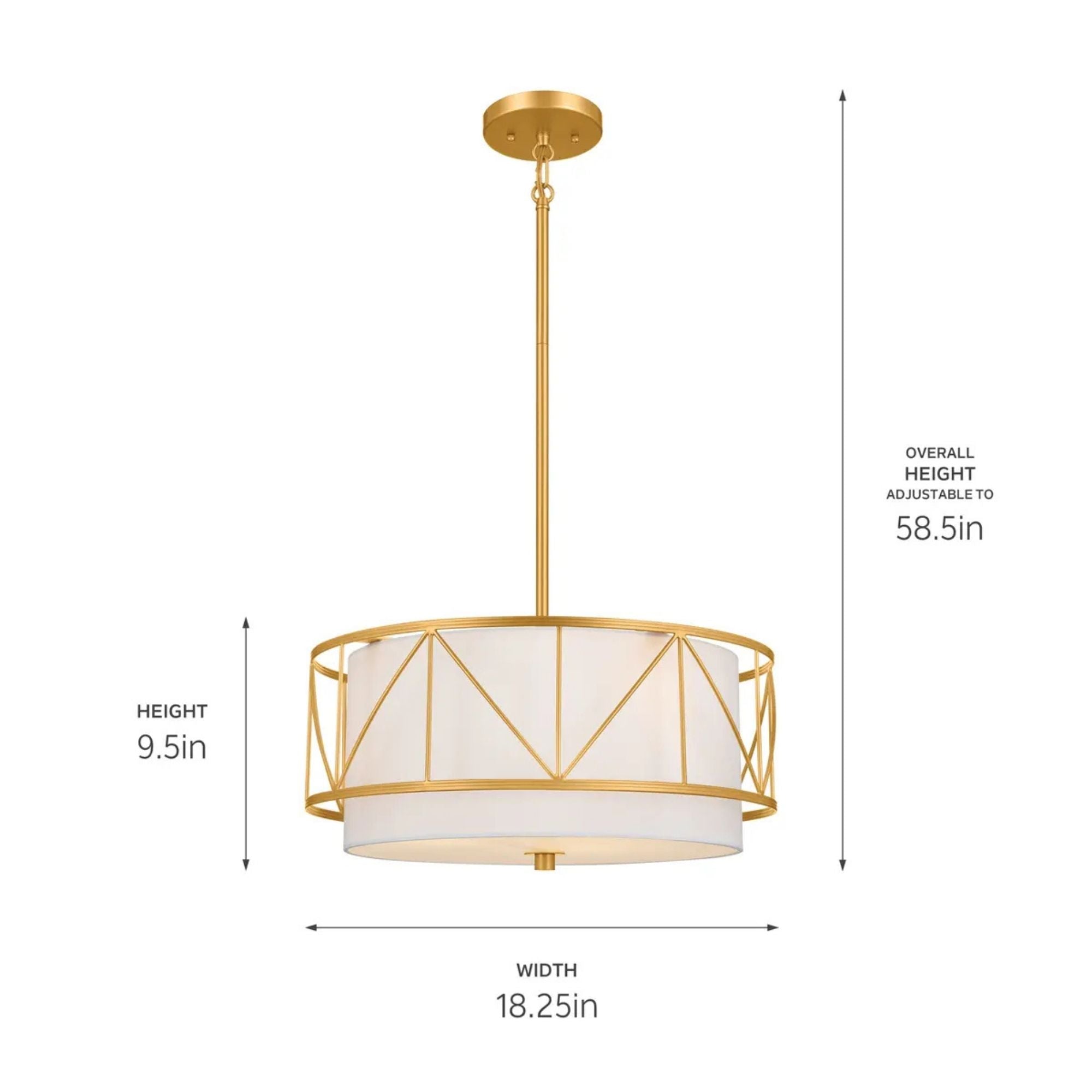 Birkleigh 18" 3-Light Pendant, Classic Gold Finish
