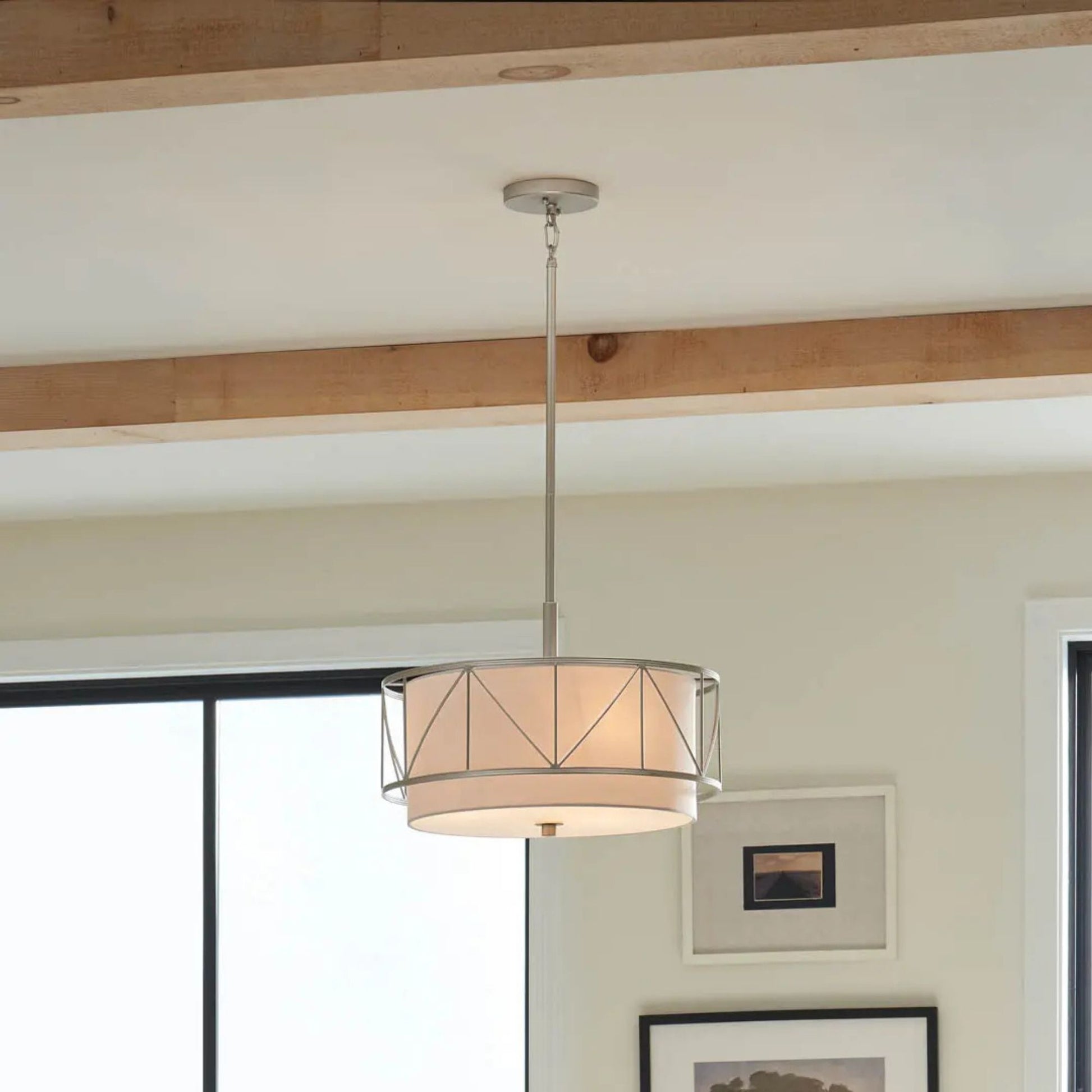 Birkleigh 18" 3-Light Pendant, Satin Nickel Finish - Bees Lighting