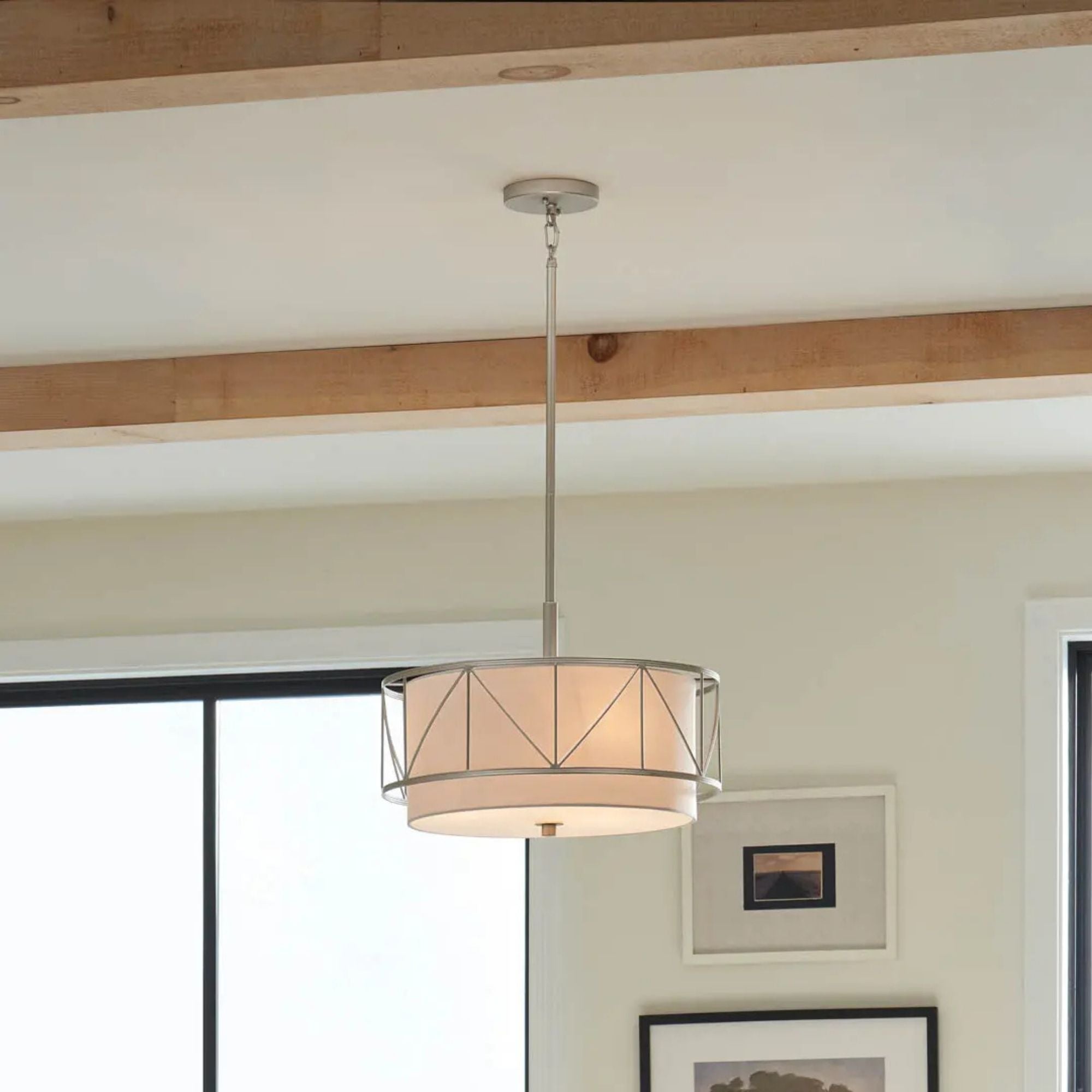 Birkleigh 18" 3-Light Pendant, Satin Nickel Finish - Bees Lighting