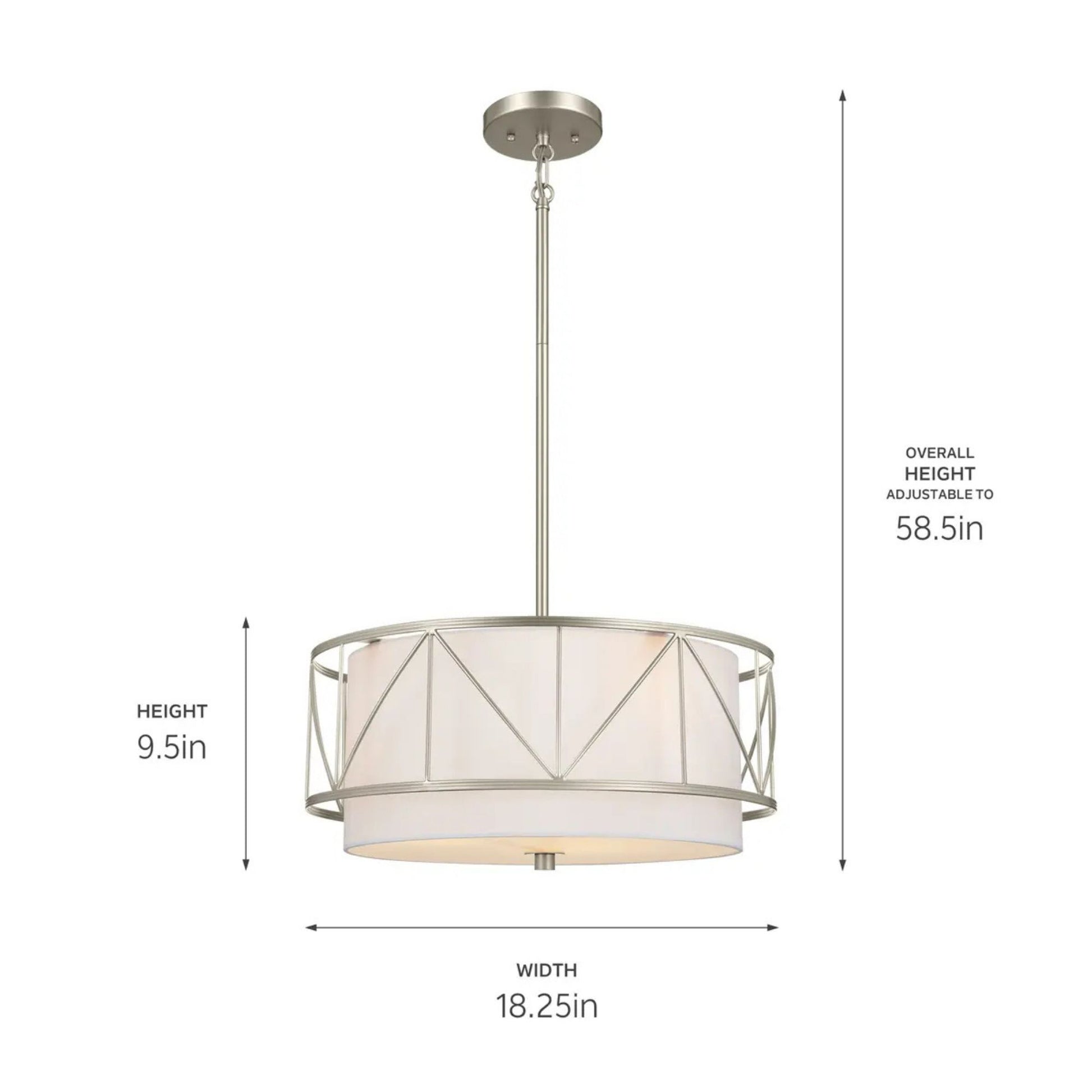 Birkleigh 18" 3-Light Pendant, Satin Nickel Finish - Bees Lighting