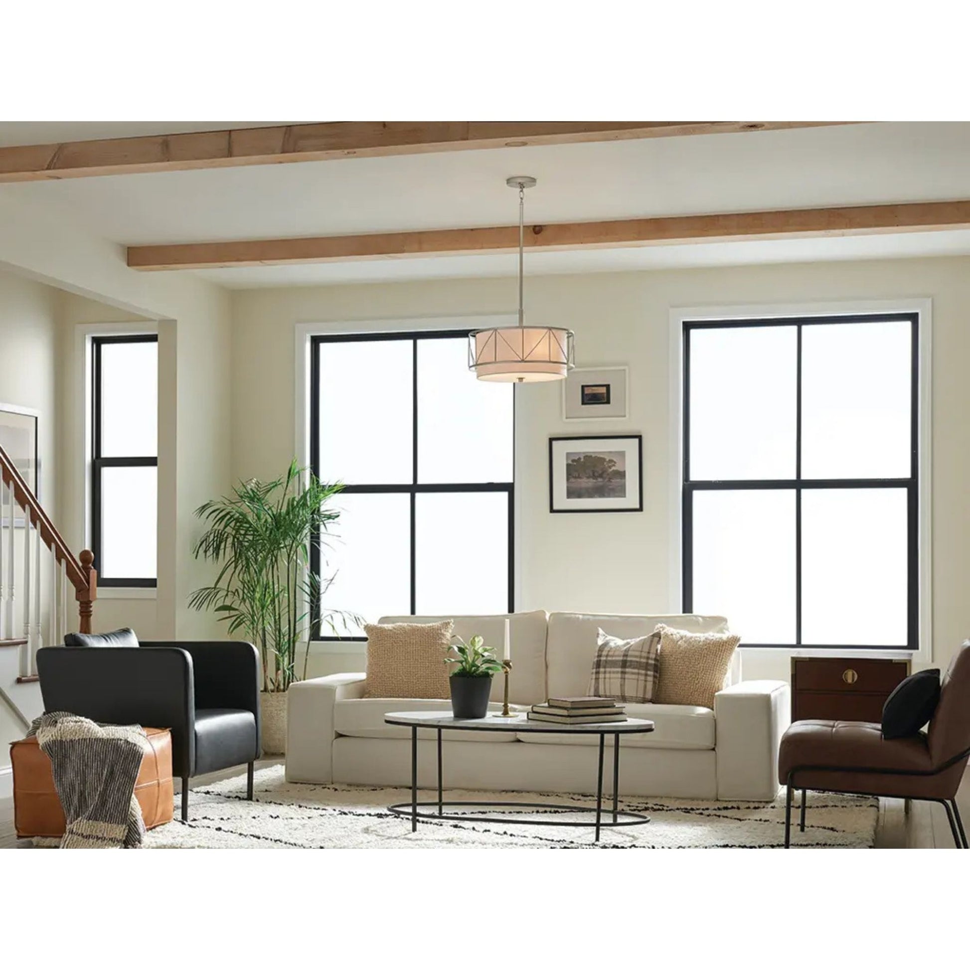 Birkleigh 18" 3-Light Pendant, Satin Nickel Finish - Bees Lighting