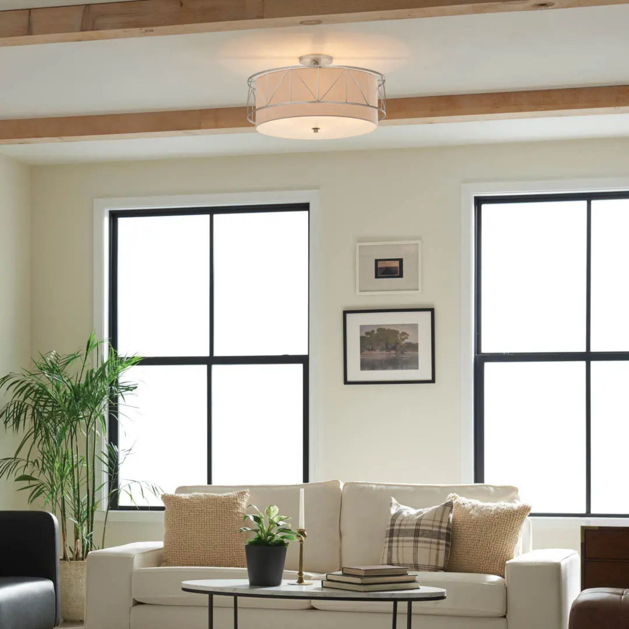 Birkleigh 24" 4-Light Semi-Flush Mount, Black Finish