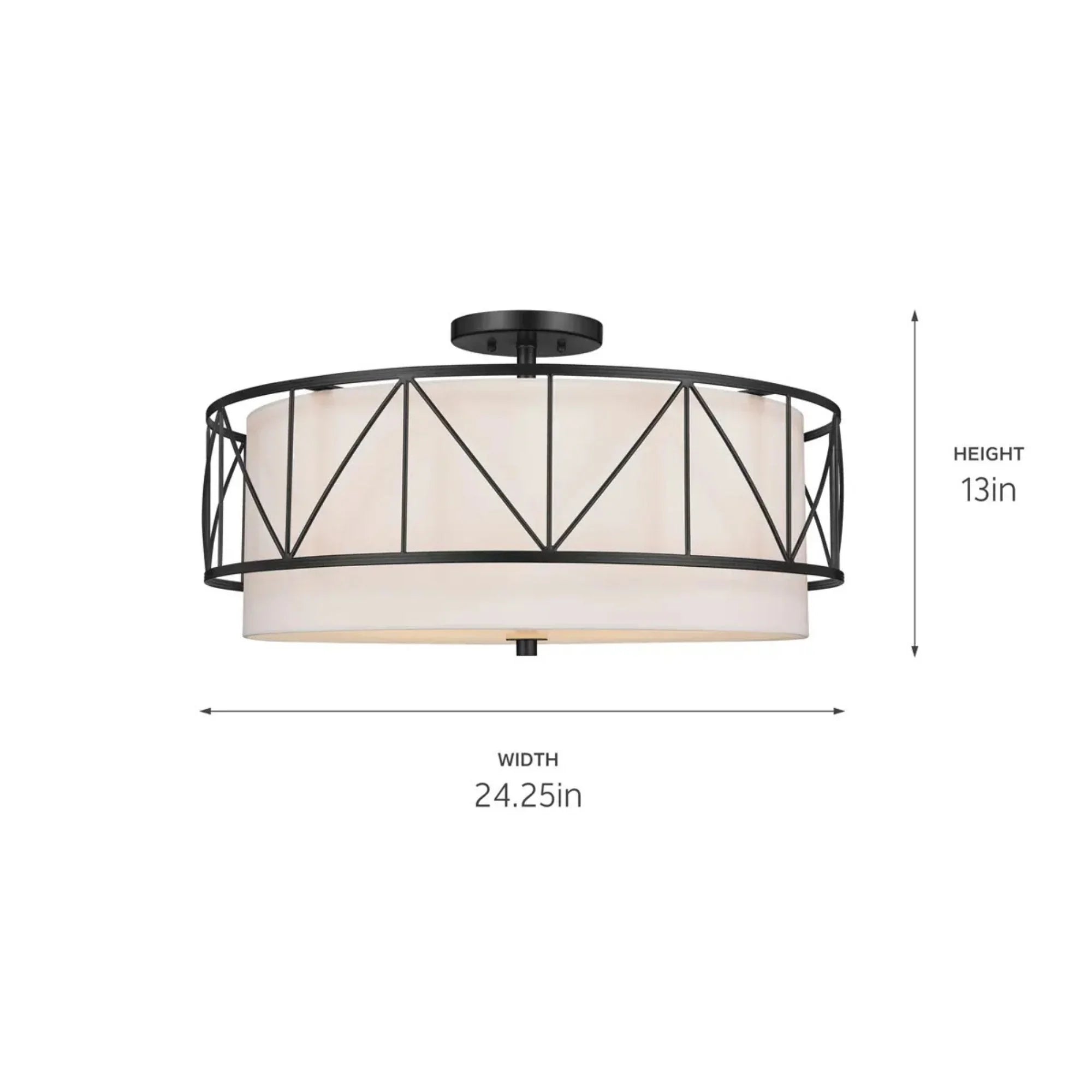 Kichler Lighting - Birkleigh 24" 4-Light Semi-Flush Mount, Black Finish | Bees Lighting