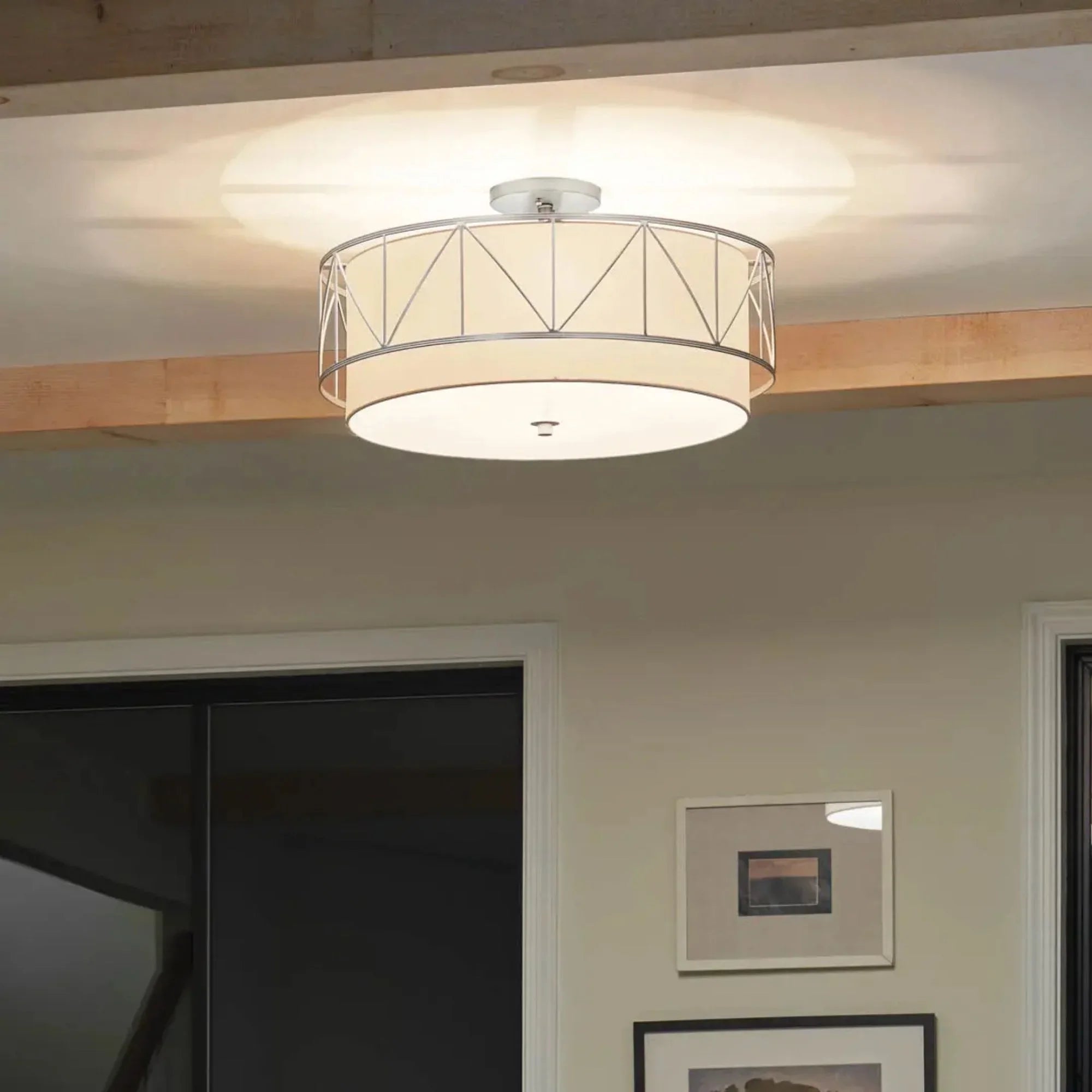 Birkleigh 24" 4-Light Semi-Flush Mount, Satin Nickel Finish