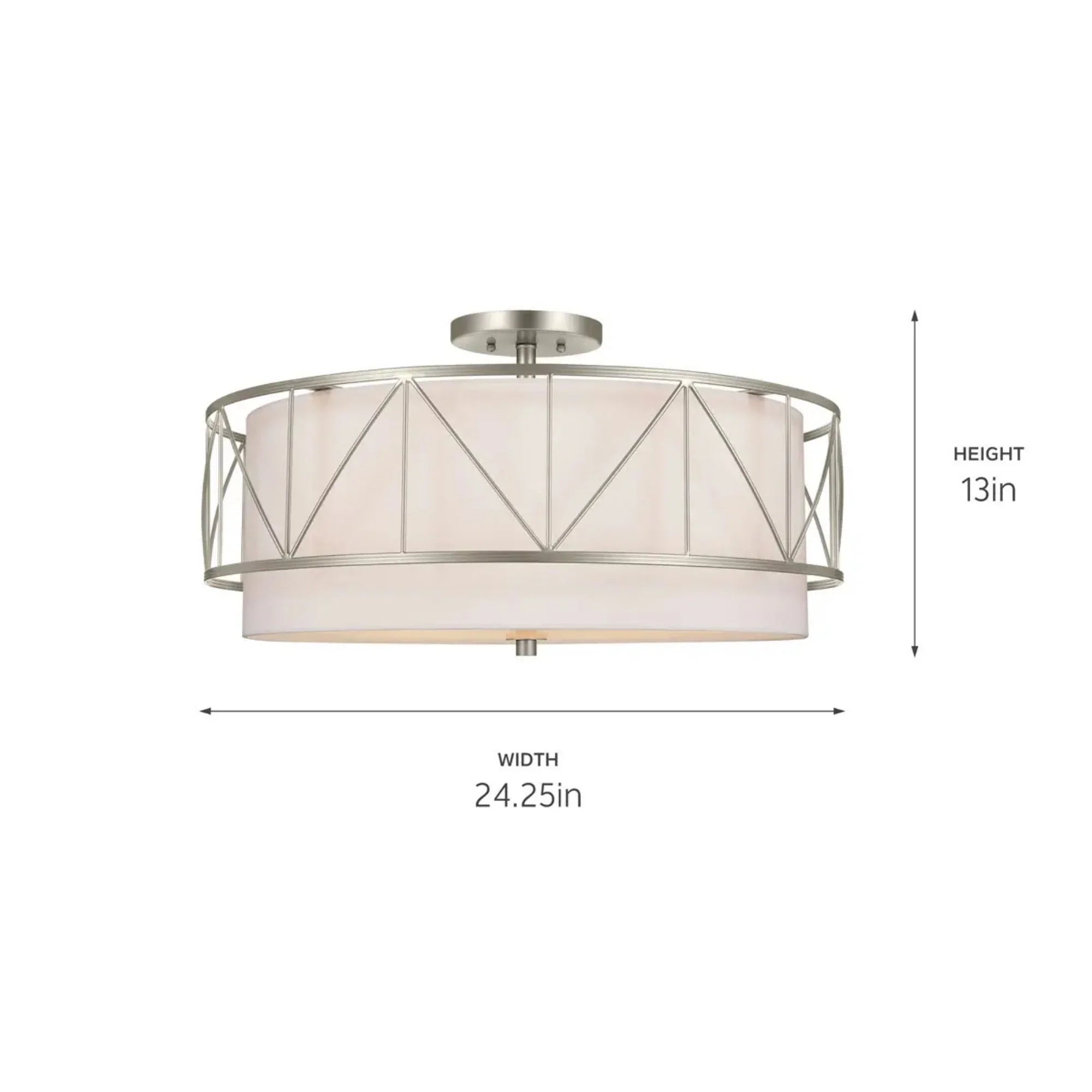 Birkleigh 24" 4-Light Semi-Flush Mount, Satin Nickel Finish