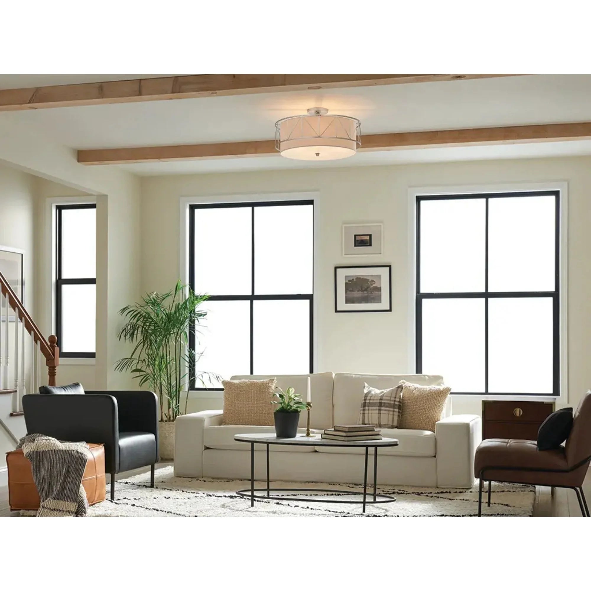 Birkleigh 24" 4-Light Semi-Flush Mount, Satin Nickel Finish