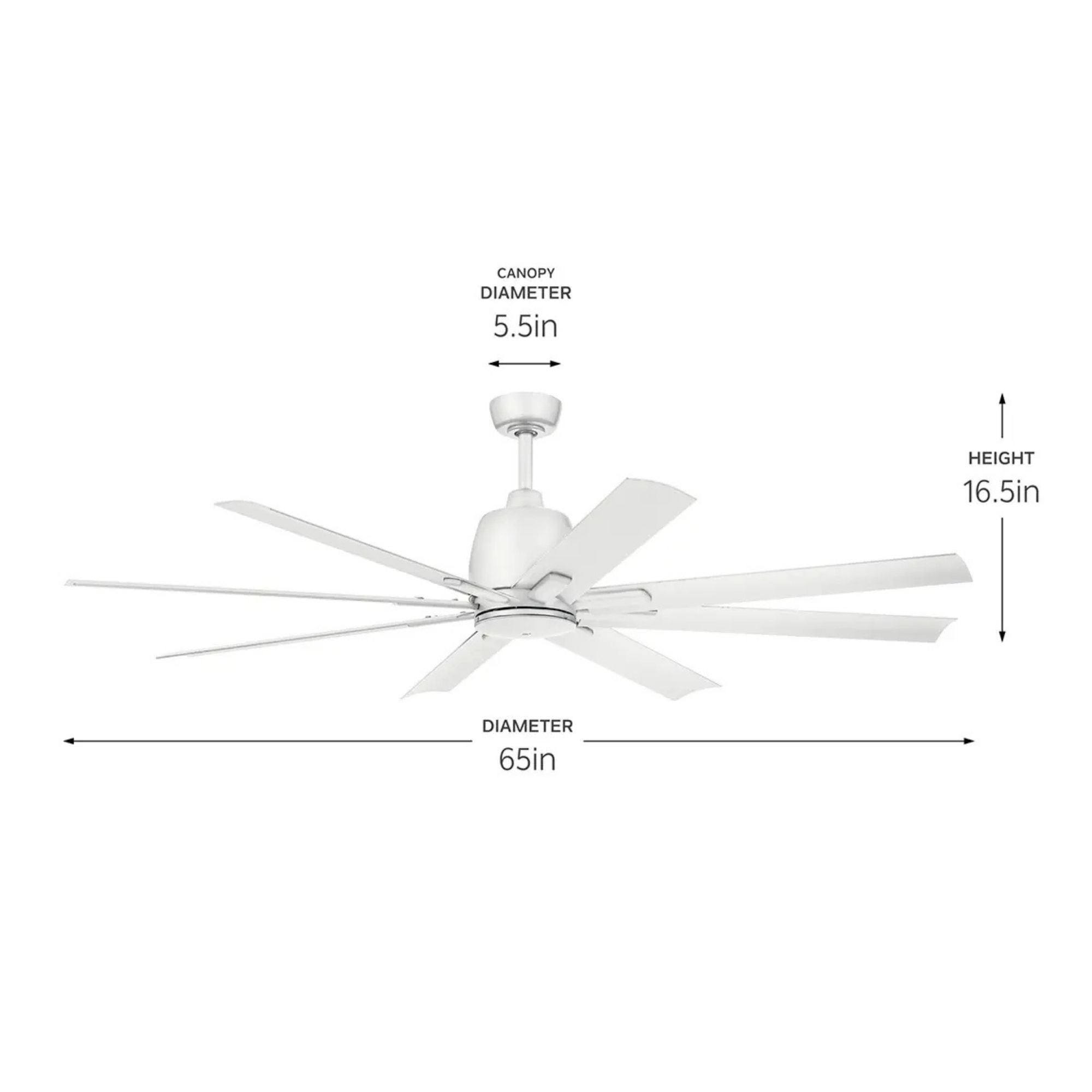Breda 65" Matte White Windmill Ceiling Fan