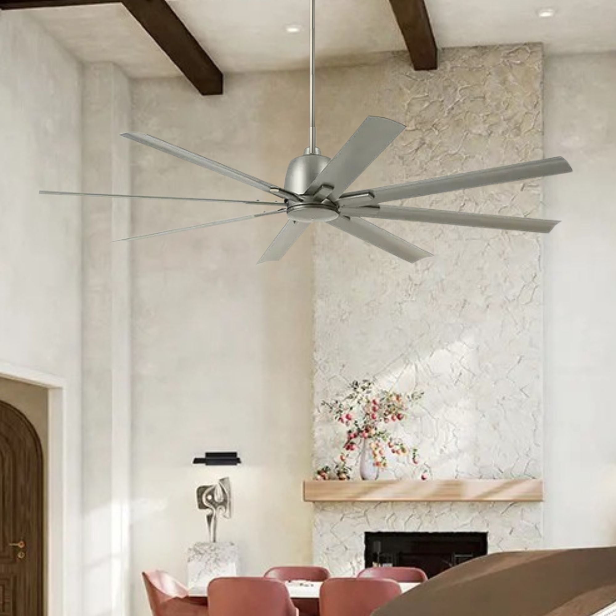 Breda 65" Brushed Nickel Windmill Ceiling Fan
