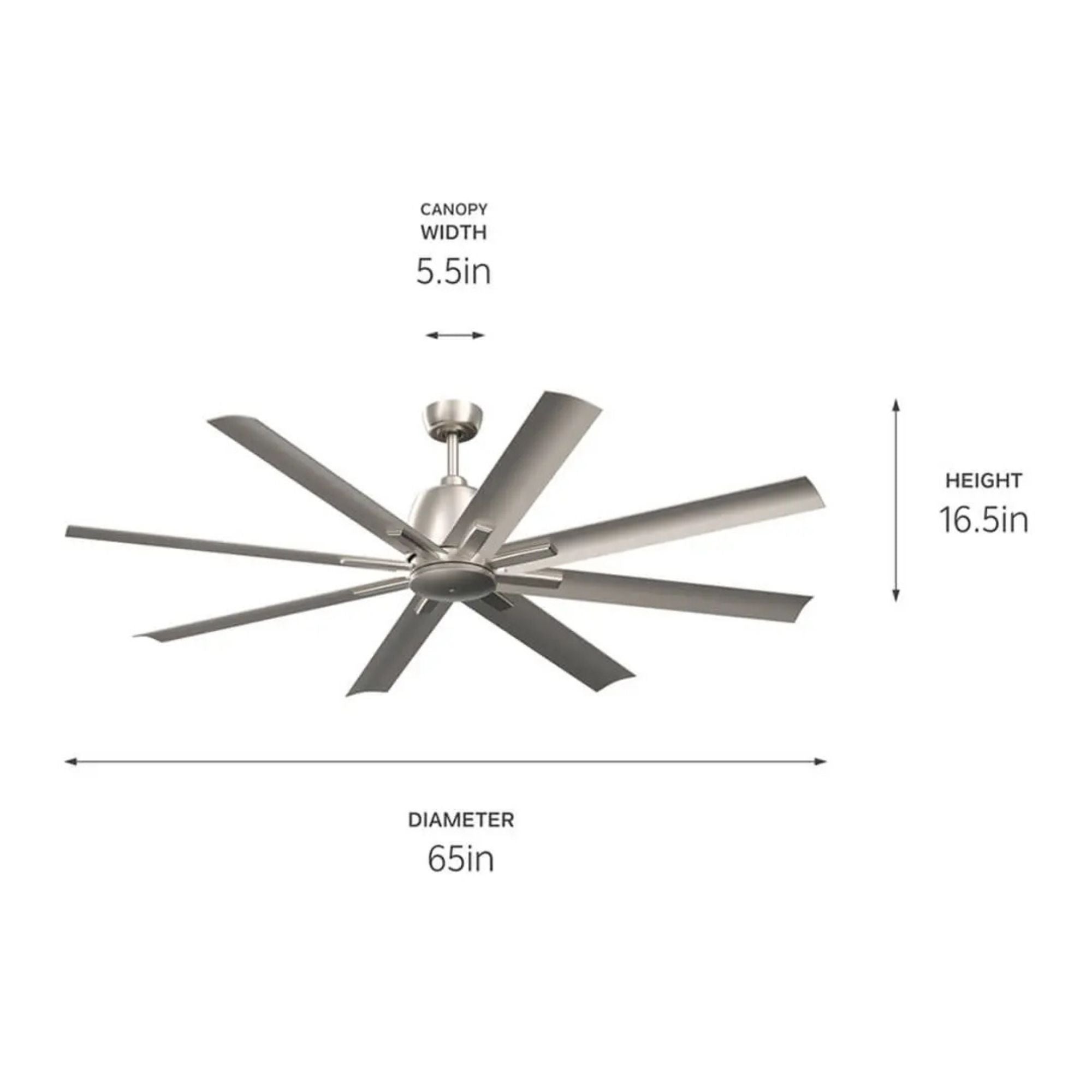 Breda 65" Brushed Nickel Windmill Ceiling Fan