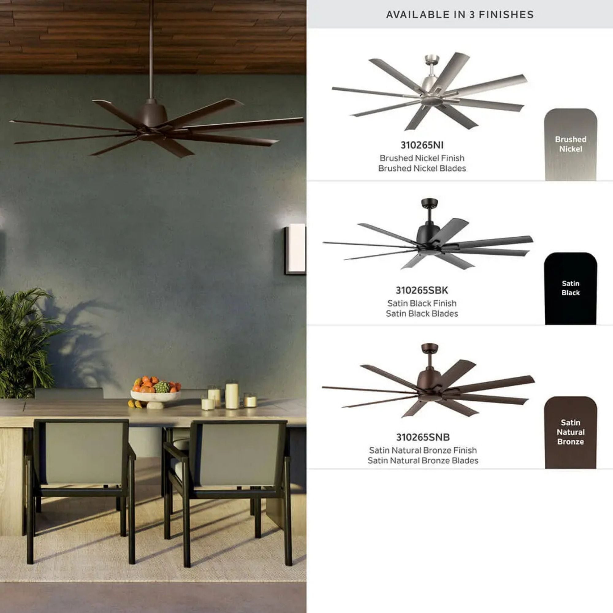 Breda 65" Satin Black Windmill Ceiling Fan
