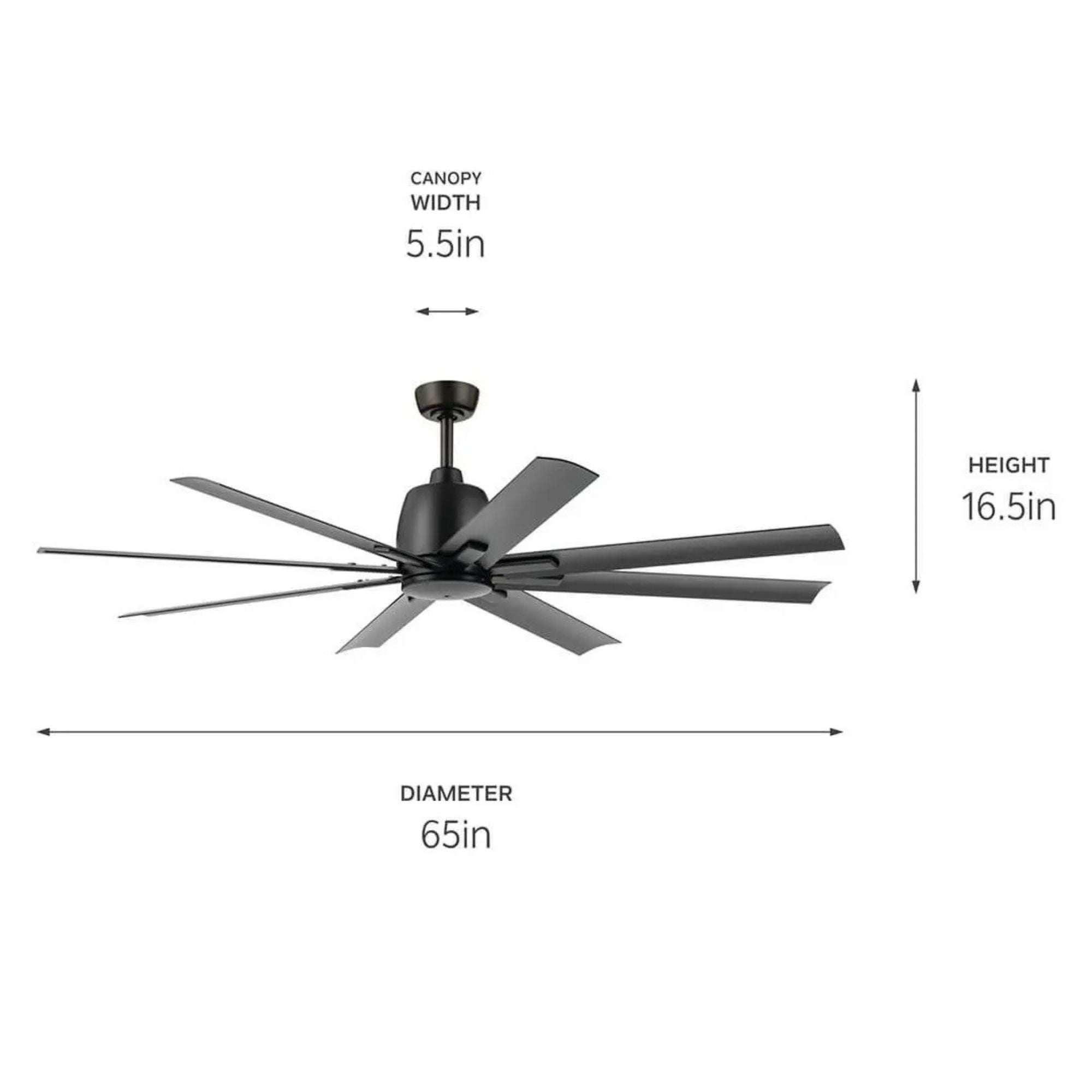 Breda 65" Satin Black Windmill Ceiling Fan