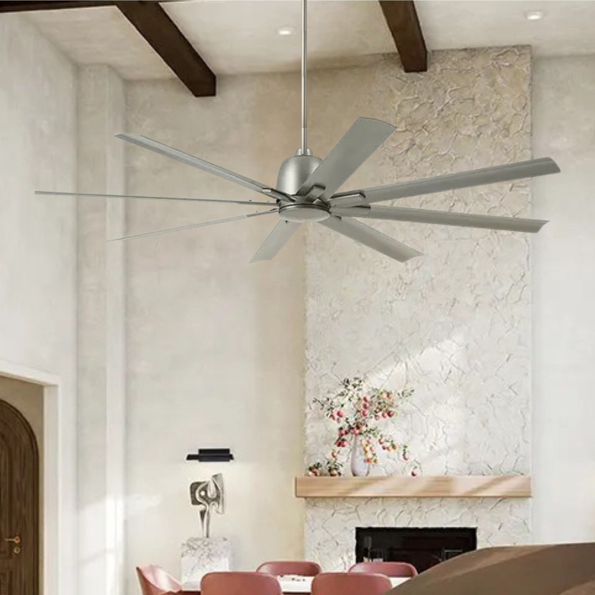 Breda 75" Brushed Nickel Windmill Ceiling Fan