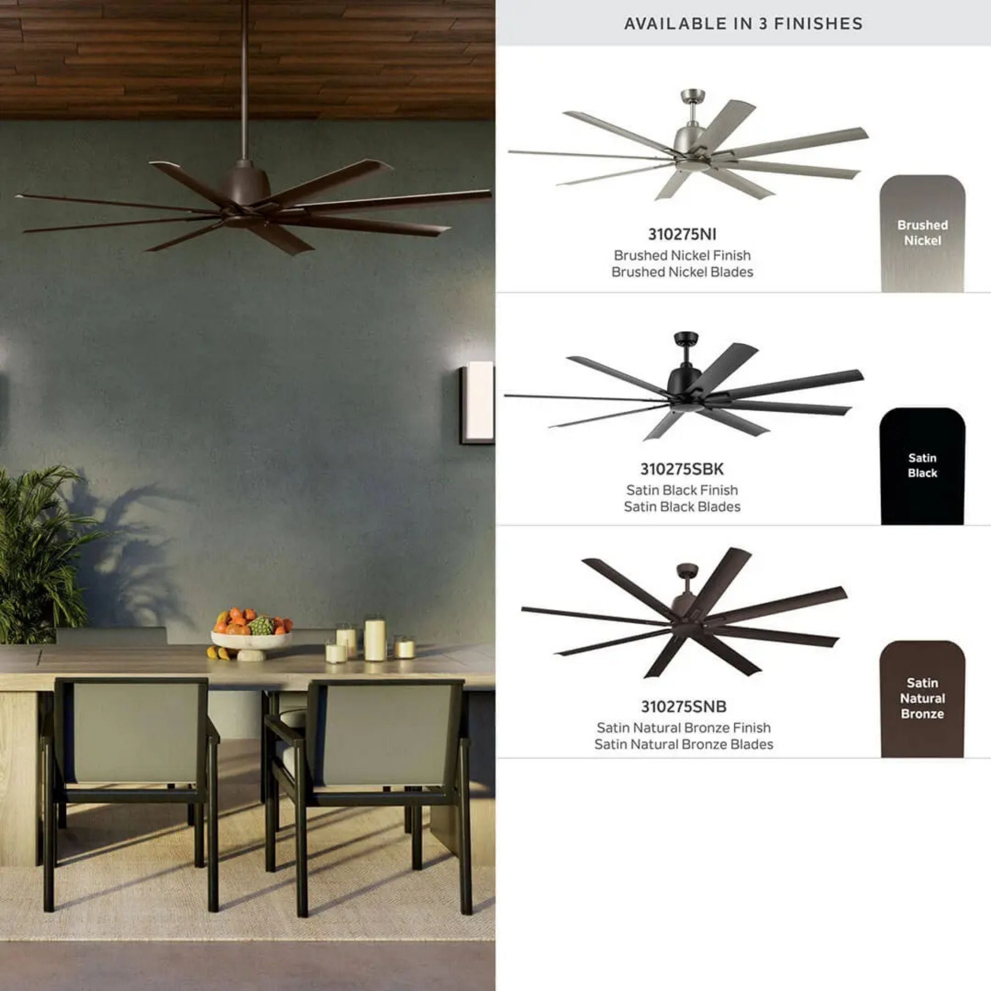 Breda 75" Satin Black Windmill Ceiling Fan