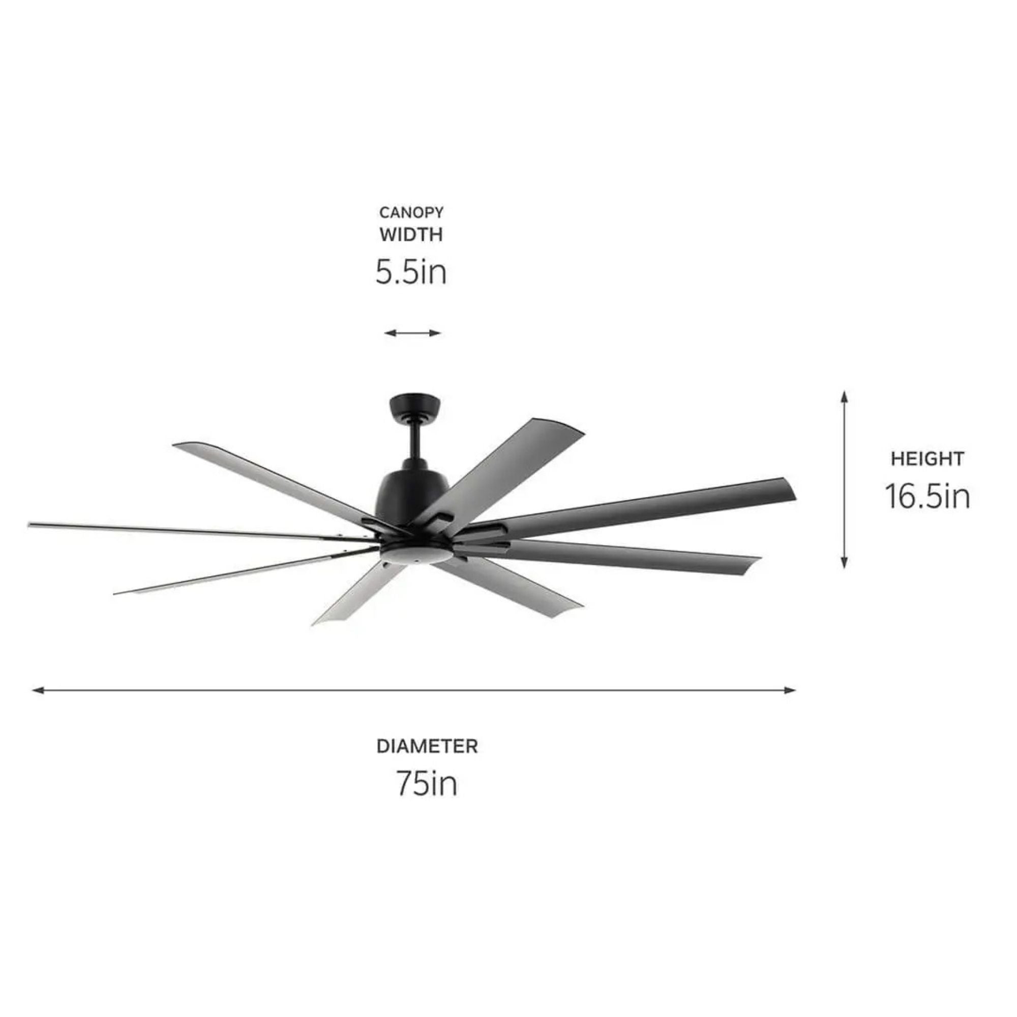 Breda 75" Satin Black Windmill Ceiling Fan