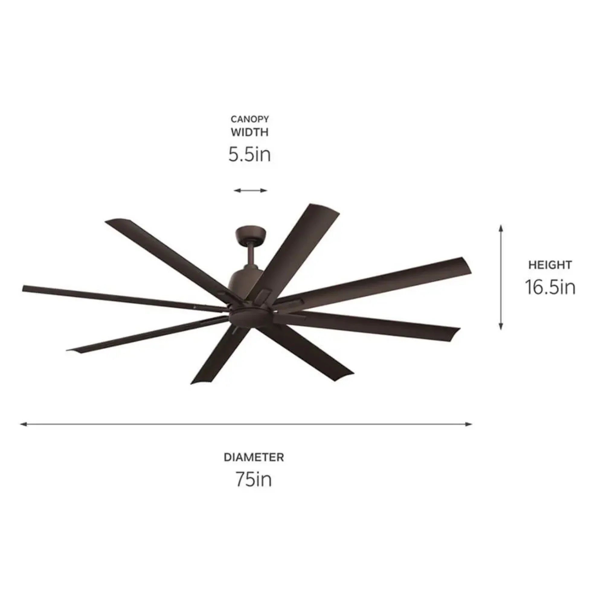 Breda 75" Satin Natural Bronze Windmill Ceiling Fan