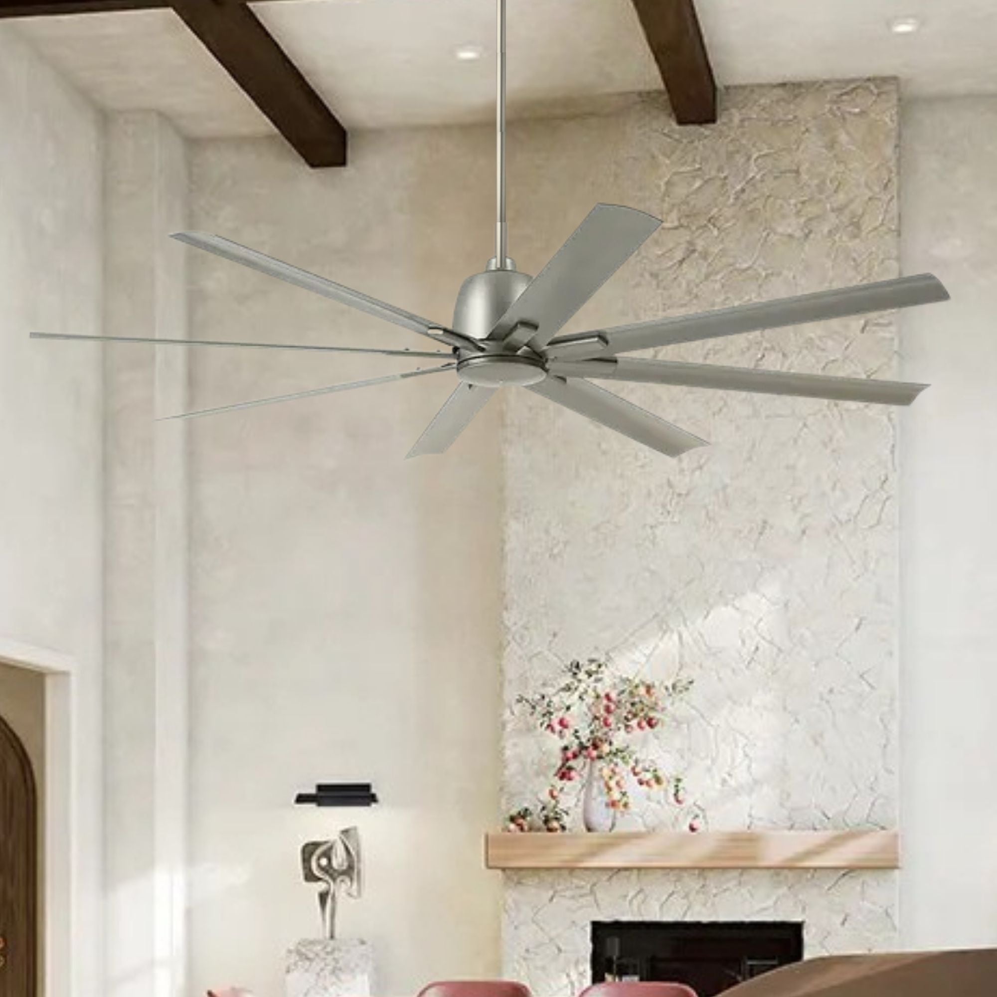 Breda 84" Brushed Nickel Windmill Ceiling Fan