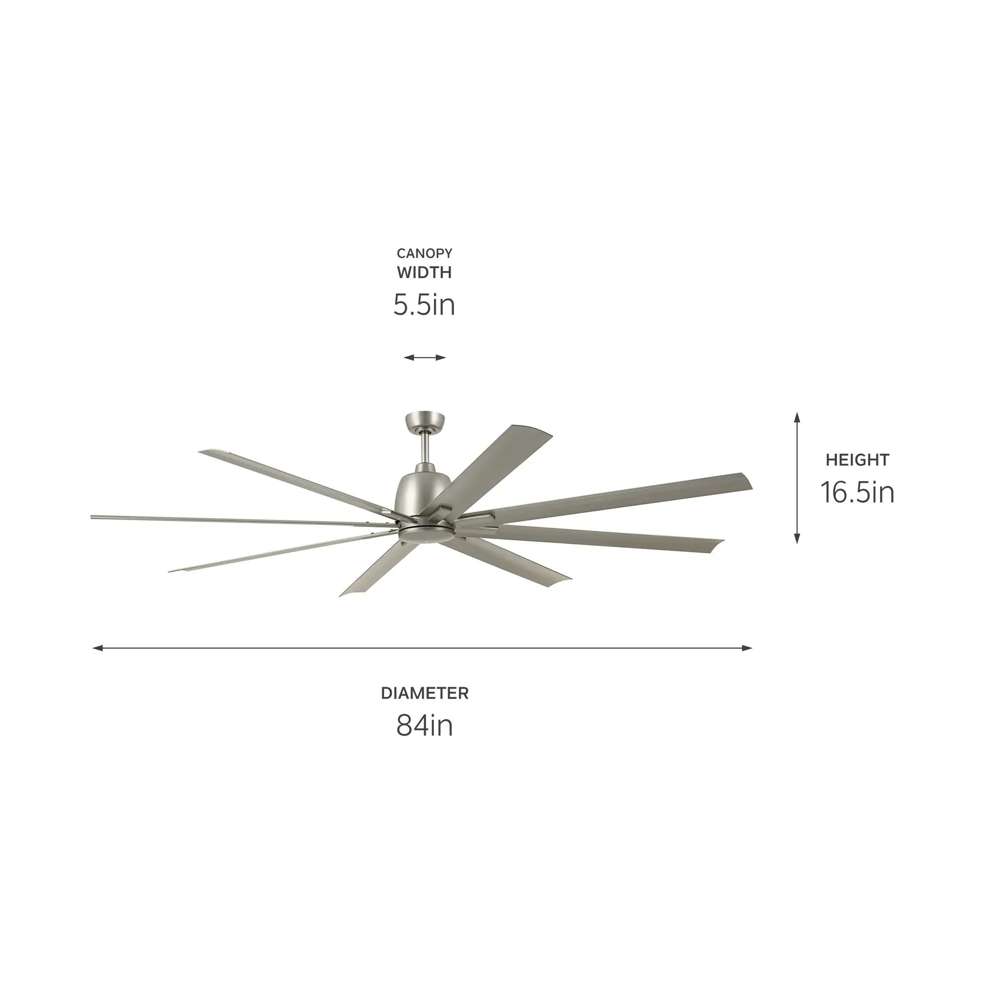 Breda 84" Brushed Nickel Windmill Ceiling Fan