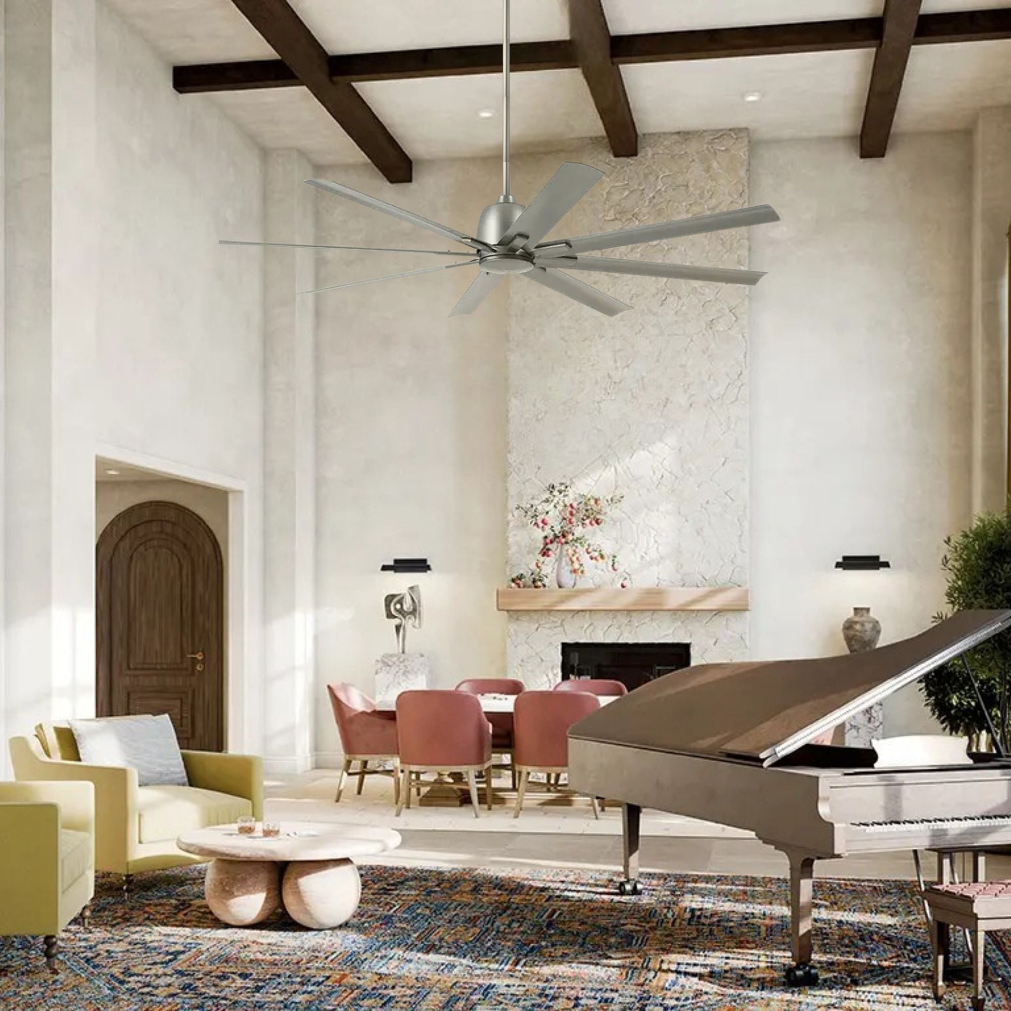 Breda 84" Brushed Nickel Windmill Ceiling Fan