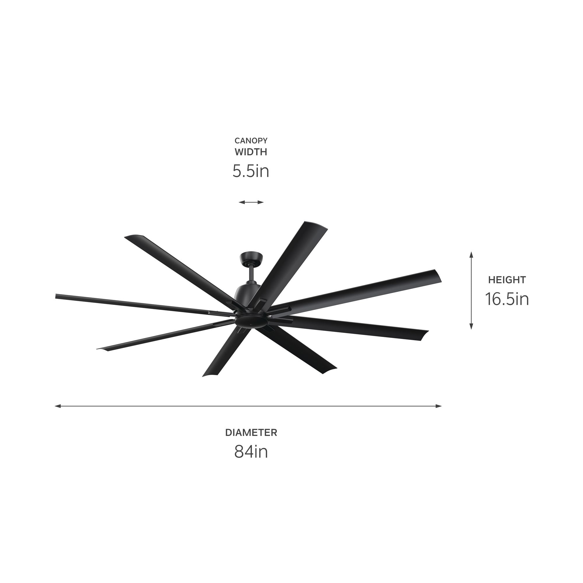 Breda 84" Satin Black Windmill Ceiling Fan