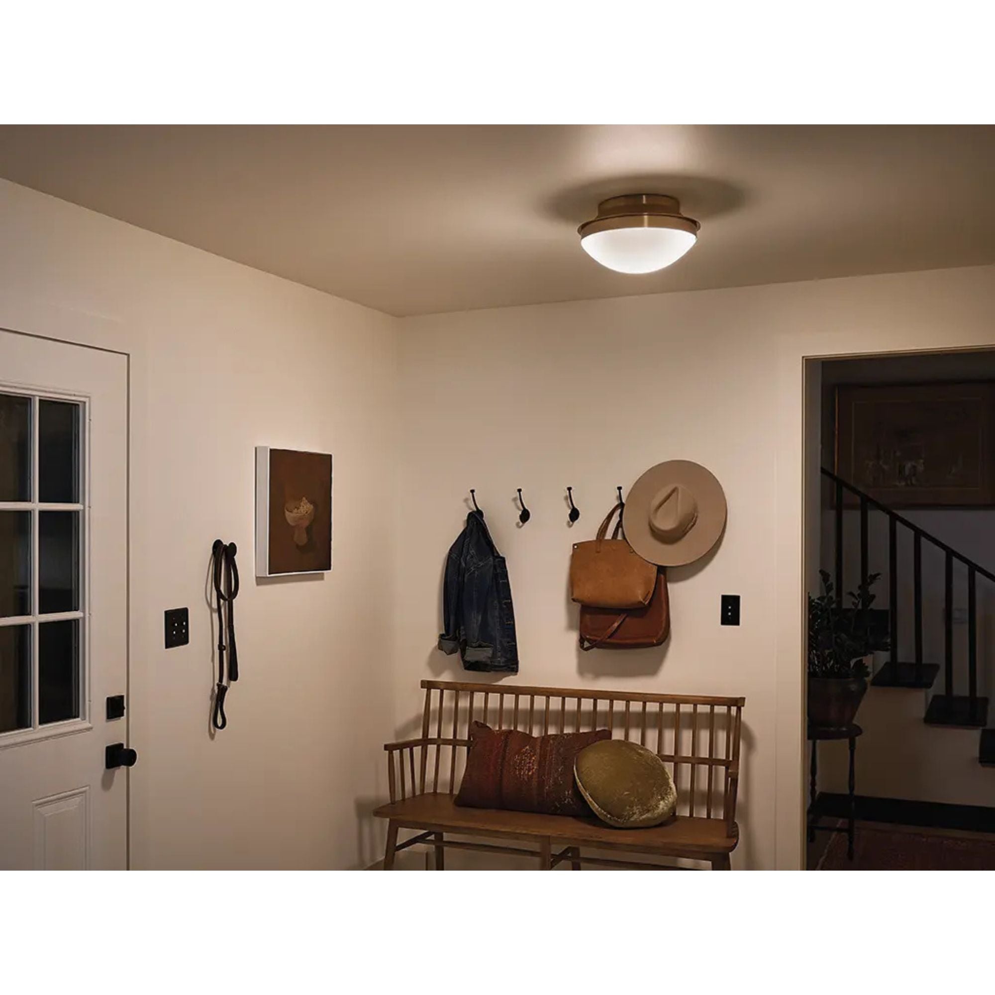 Bretta 14" 2-Light Flush Mount, Brushed Natural Brass Finish