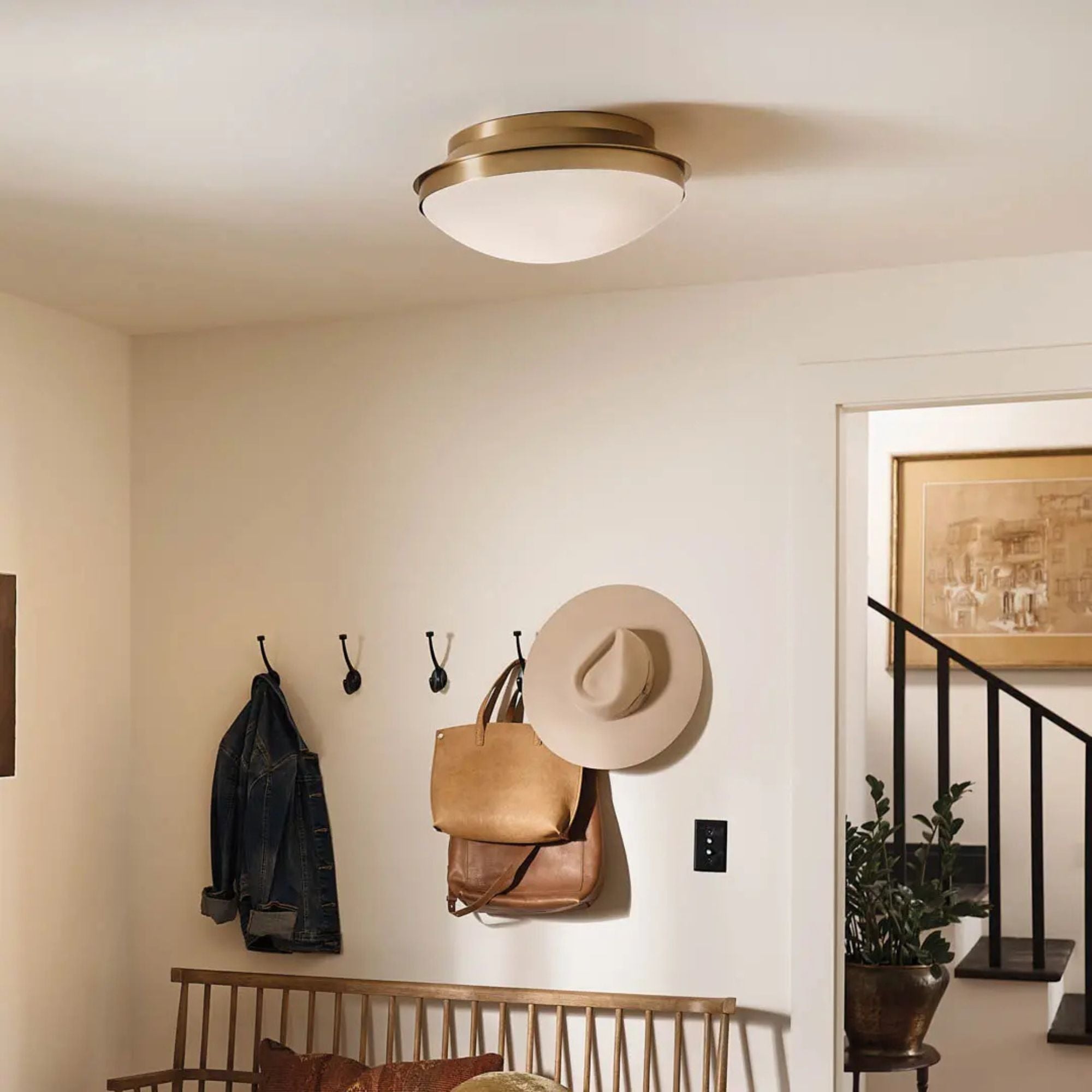 Bretta 18" 3-Light Flush Mount, Brushed Natural Brass Finish