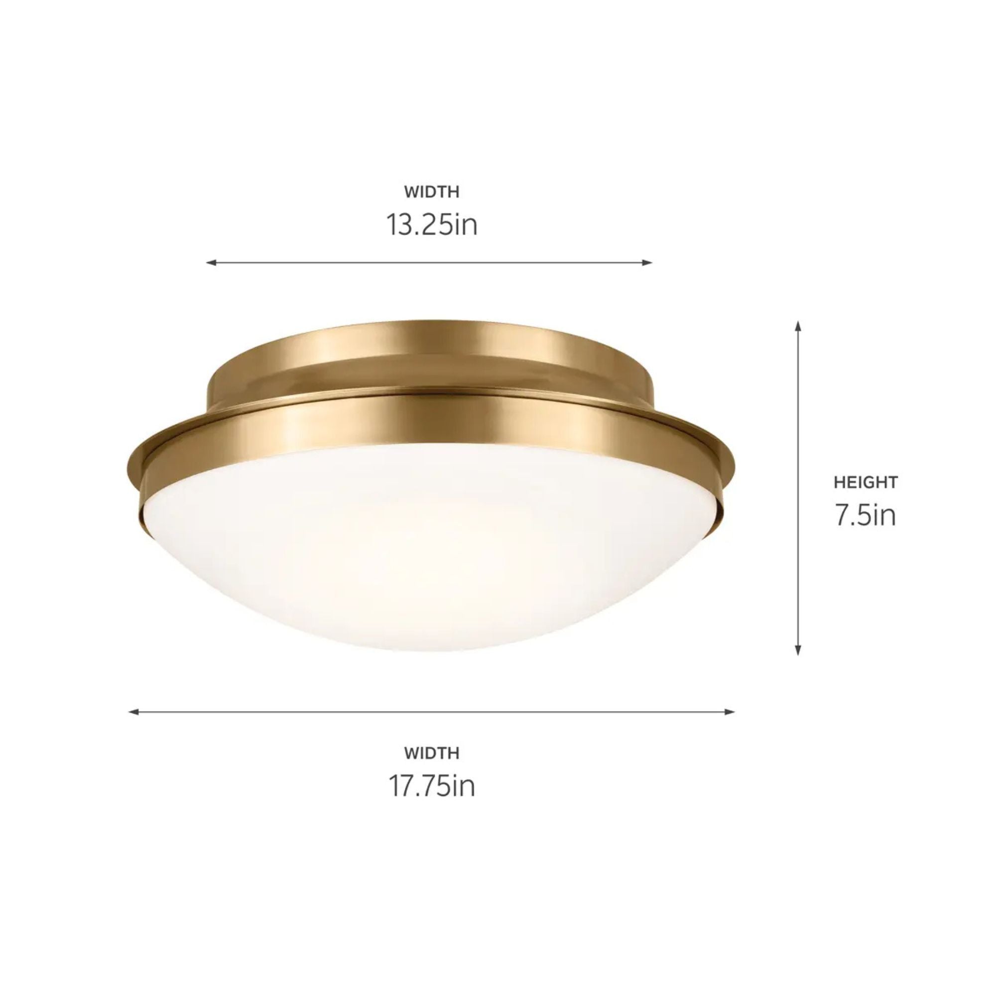 Bretta 18" 3-Light Flush Mount, Brushed Natural Brass Finish