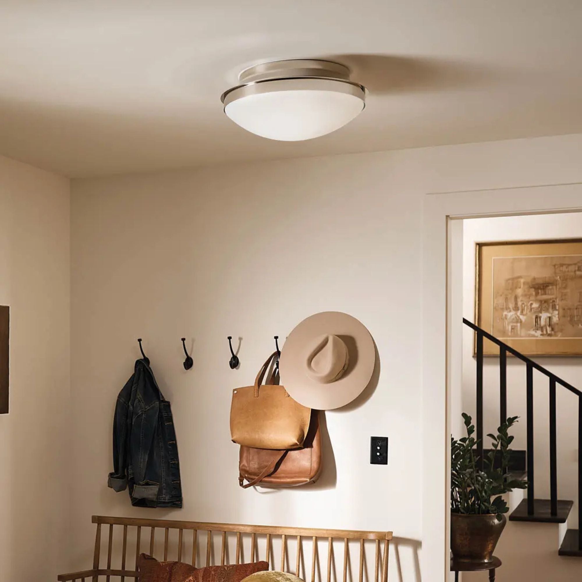 Bretta 18" 3-Light Flush Mount, Polished Nickel Finish
