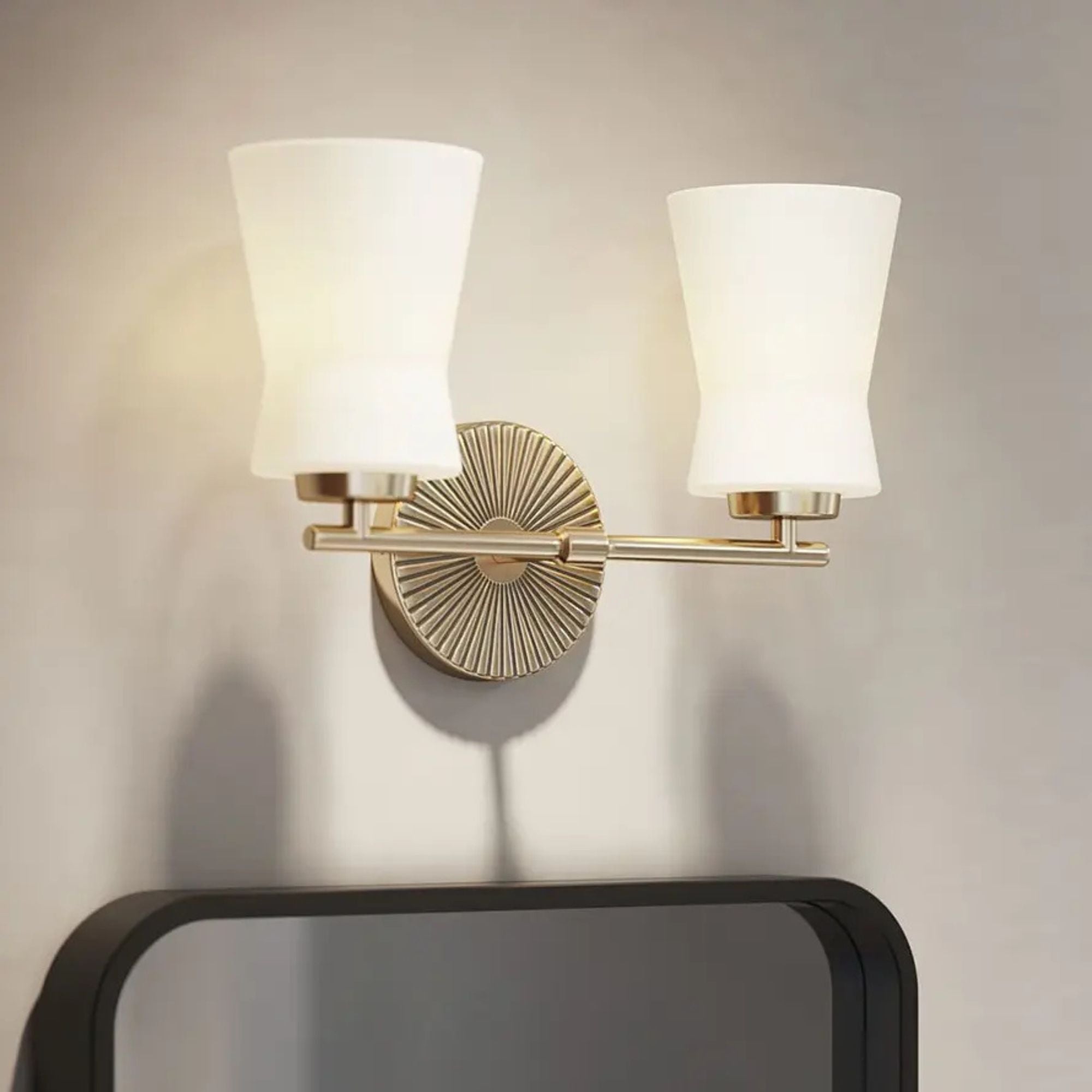 Brianne 15" 2-Light Bath Vanity Light, Brushed Natural Brass Finish