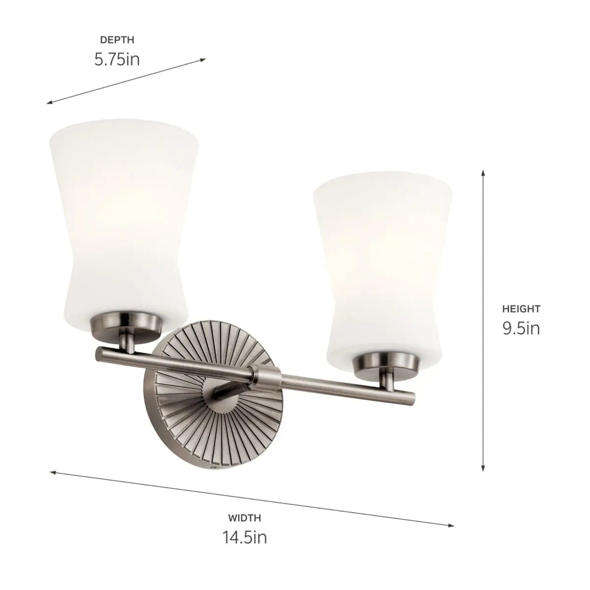Brianne 15" 2-Light Bath Vanity Light, Classic Pewter Finish - Bees Lighting