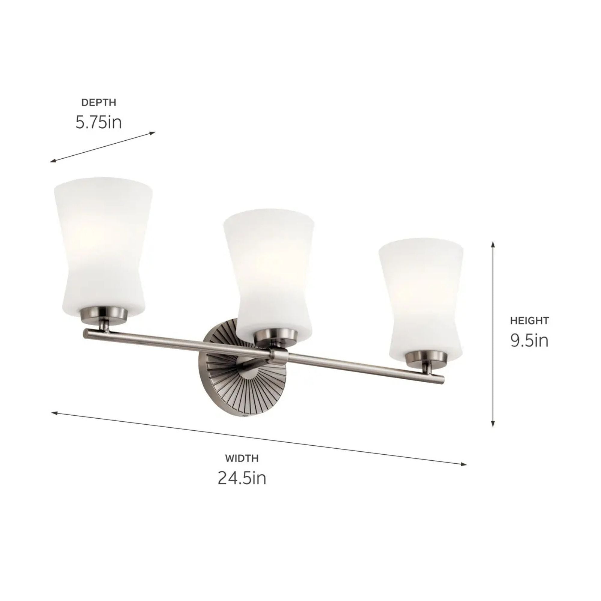 Brianne 25" 3-Light Bath Vanity Light, Classic Pewter Finish