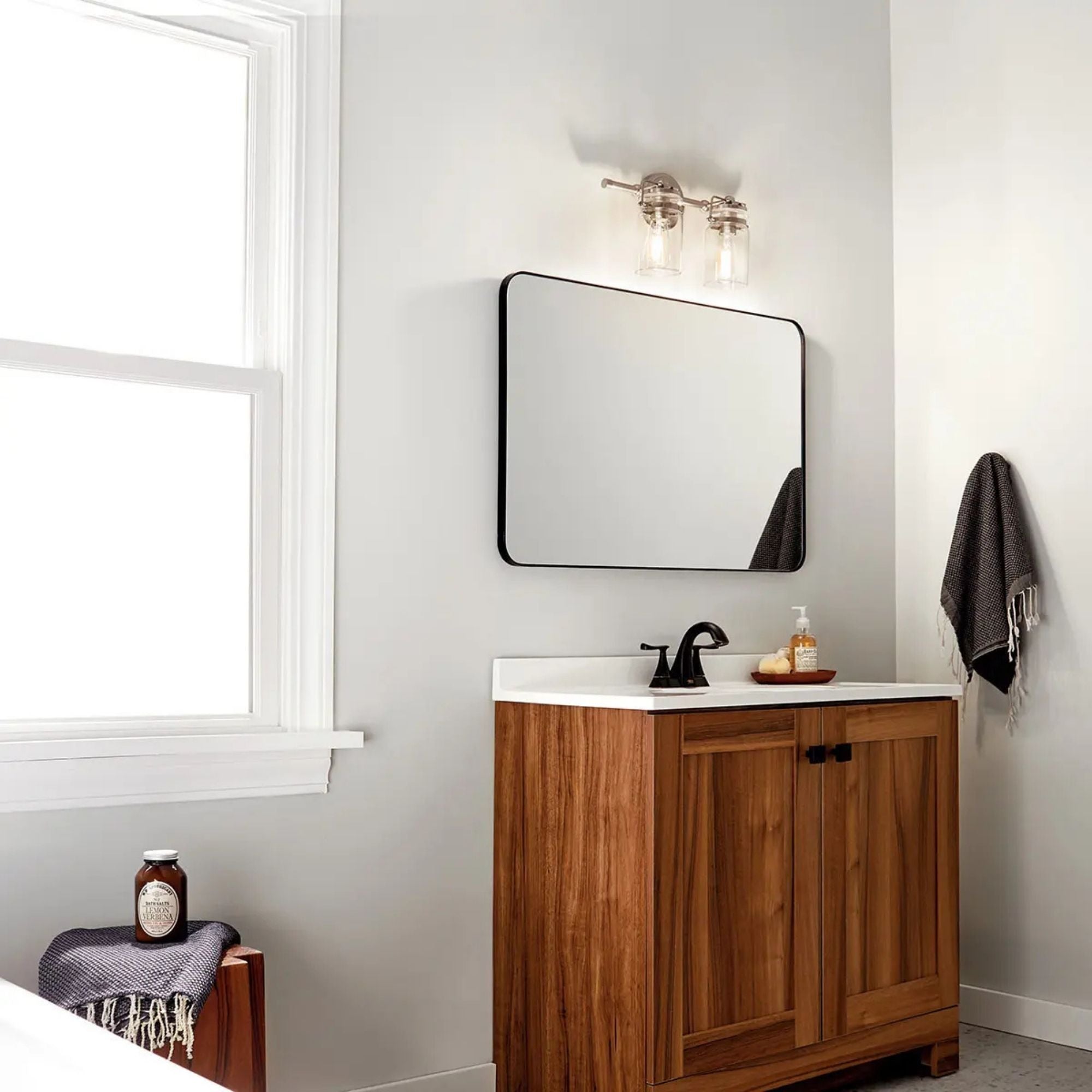Brinley 16" 2-Light Bath Vanity Light, Brushed Nickel Finish