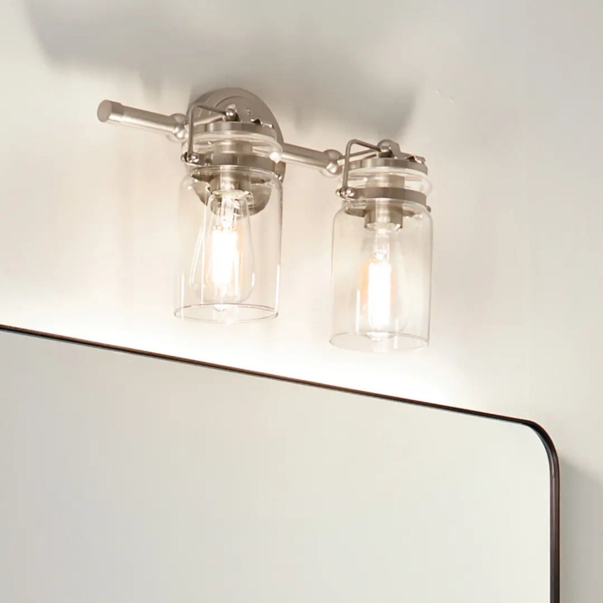 Brinley 16" 2-Light Bath Vanity Light, Brushed Nickel Finish
