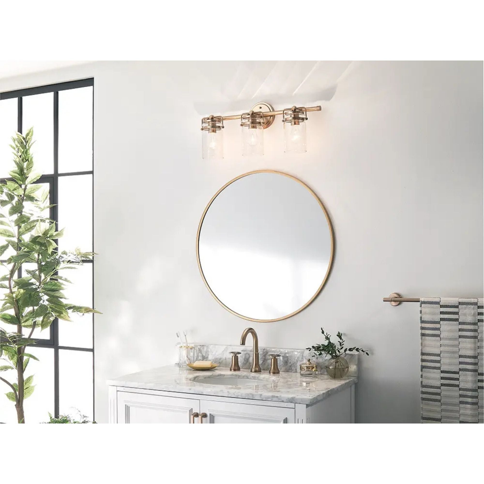 Brinley 24" 3-Light Bath Vanity Light, Champagne Bronze Finish