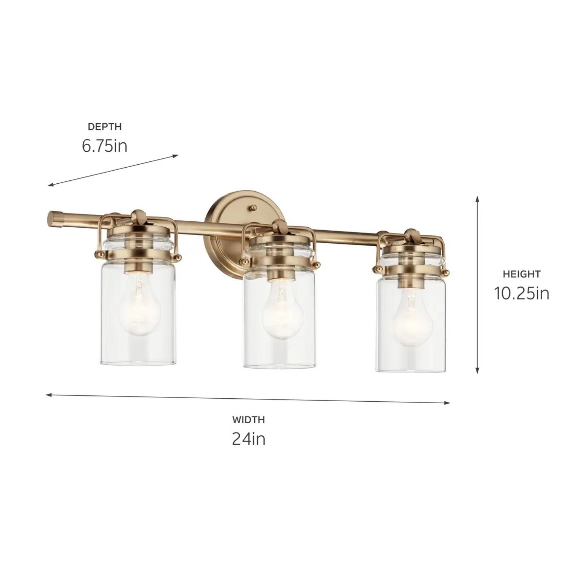 Brinley 24" 3-Light Bath Vanity Light, Champagne Bronze Finish