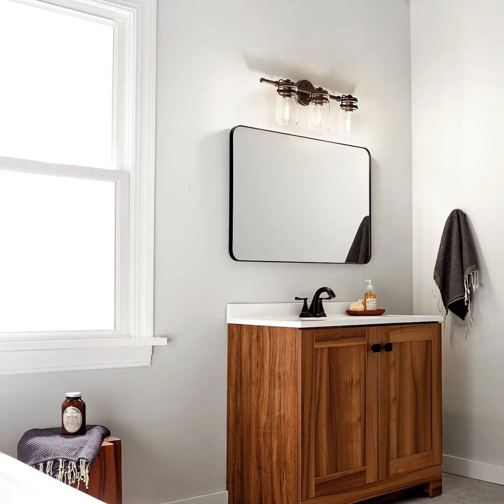 Brinley 24" 3-Light Bath Vanity Light, Brushed Nickel Finish