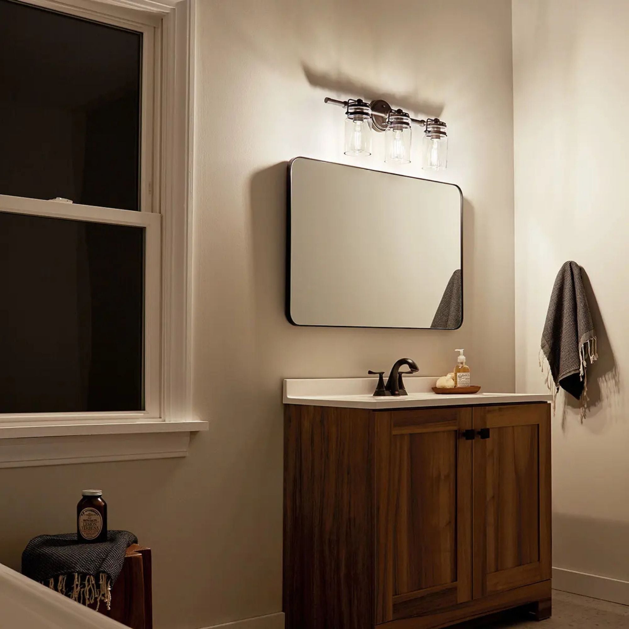 Brinley 24" 3-Light Bath Vanity Light, Brushed Nickel Finish