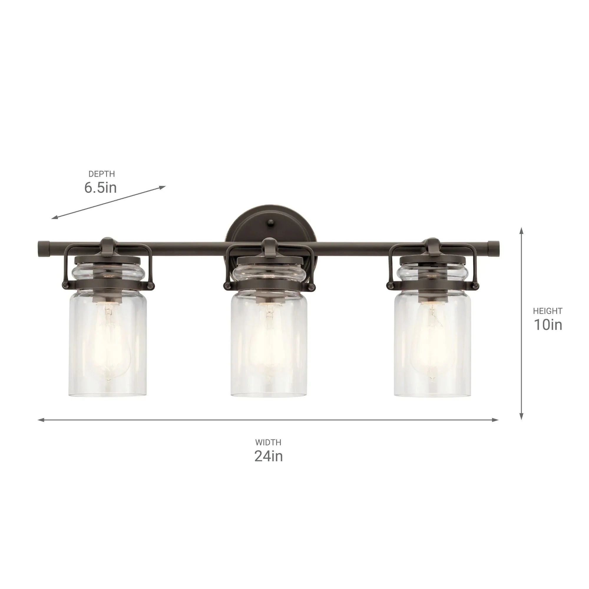 Brinley 24" 3-Light Bath Vanity Light, Olde Bronze Finish