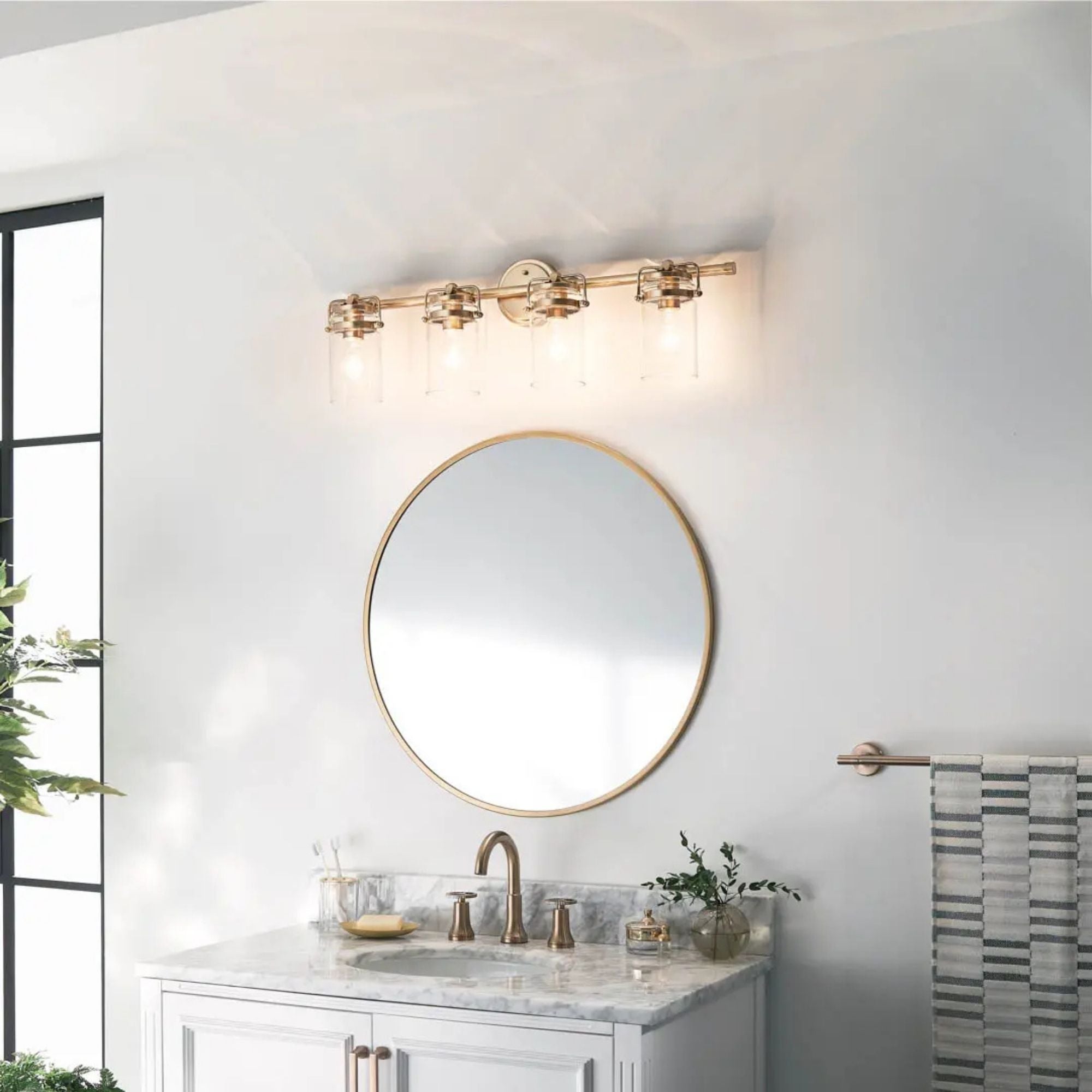 Brinley 33" 4-Light Bath Vanity Light, Champagne Bronze Finish