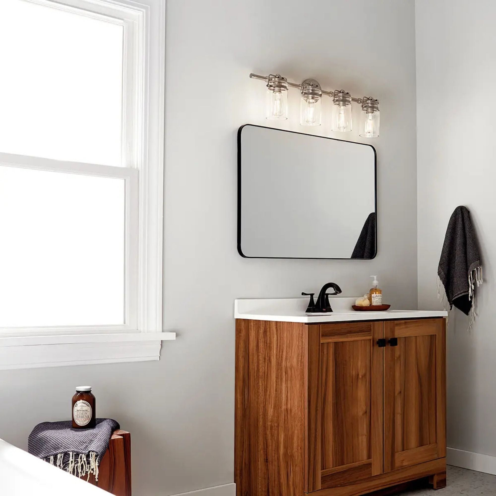 Brinley 33" 4-Light Bath Vanity Light, Brushed Nickel Finish