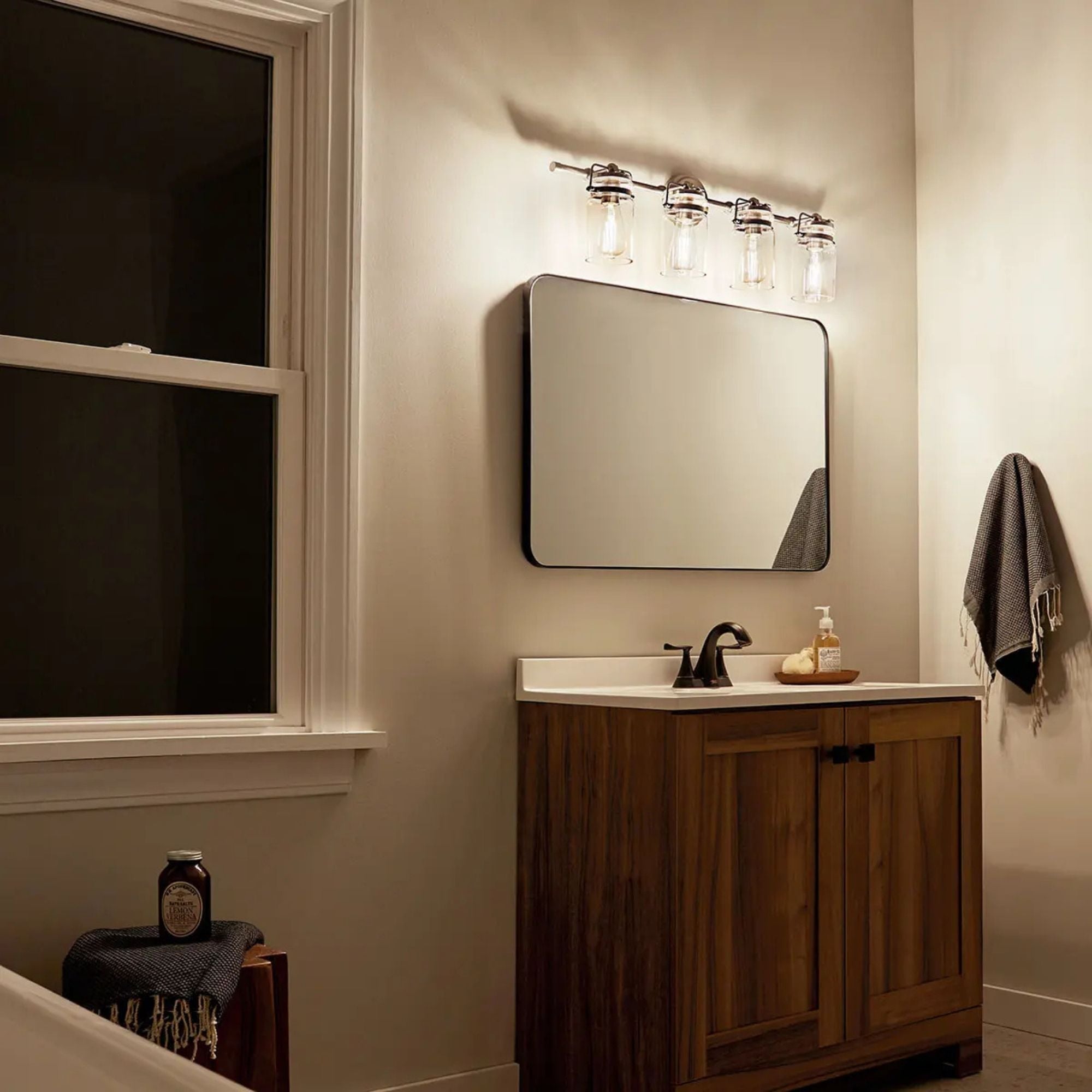 Brinley 33" 4-Light Bath Vanity Light, Olde Bronze Finish