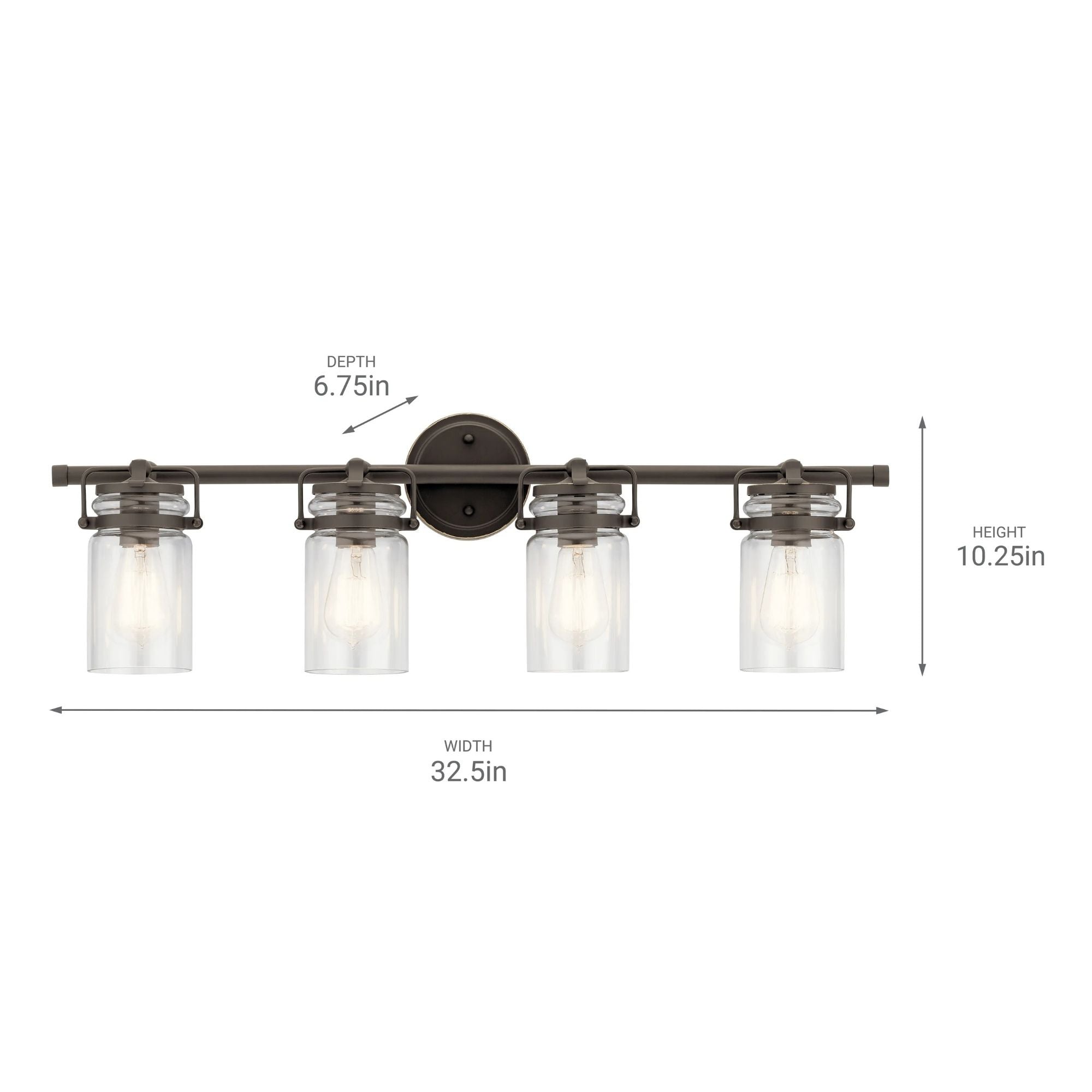 Brinley 33" 4-Light Bath Vanity Light, Olde Bronze Finish - Bees Lighting