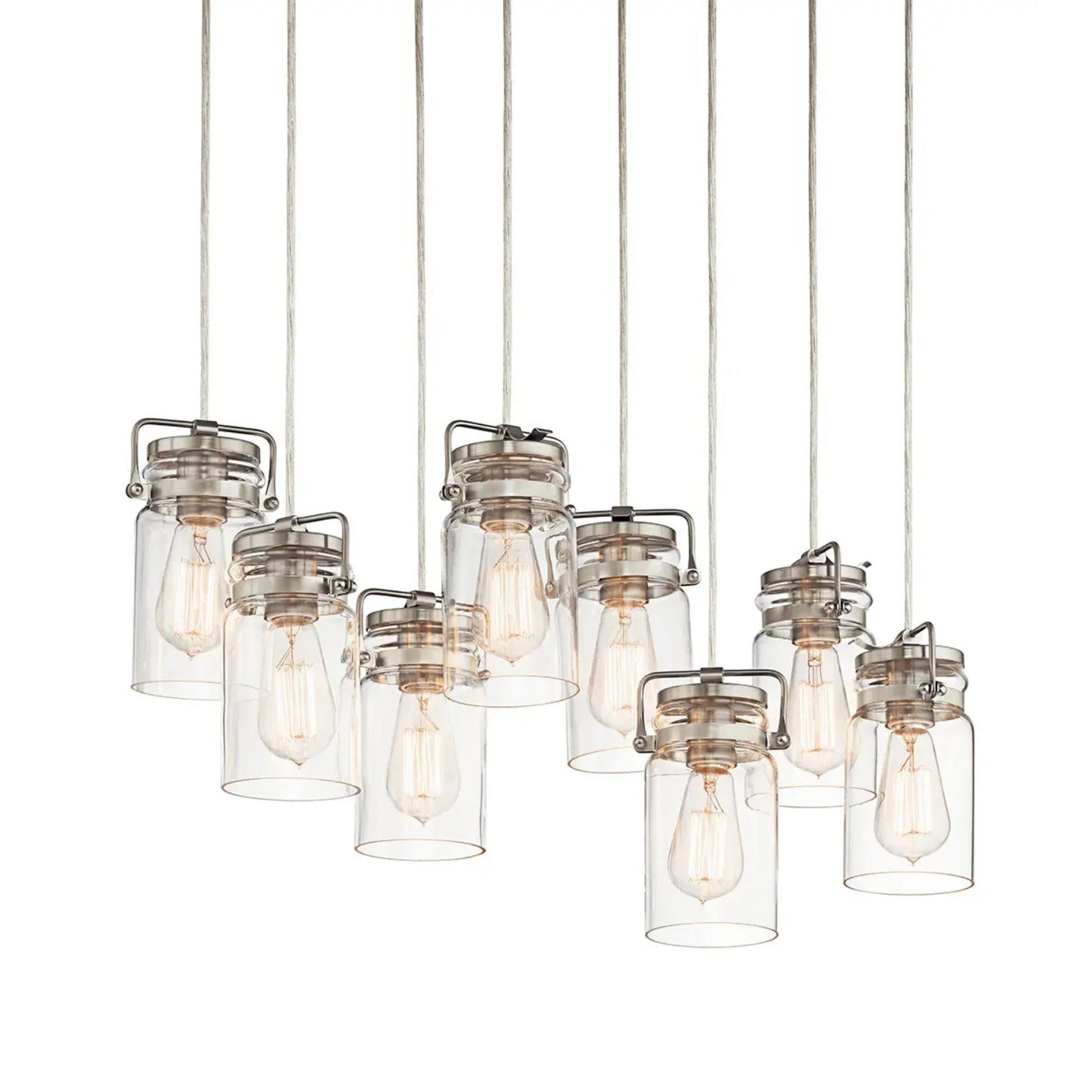 Brinley 26" 8-Light Linear Chandelier, Brushed Nickel Finish - Bees Lighting